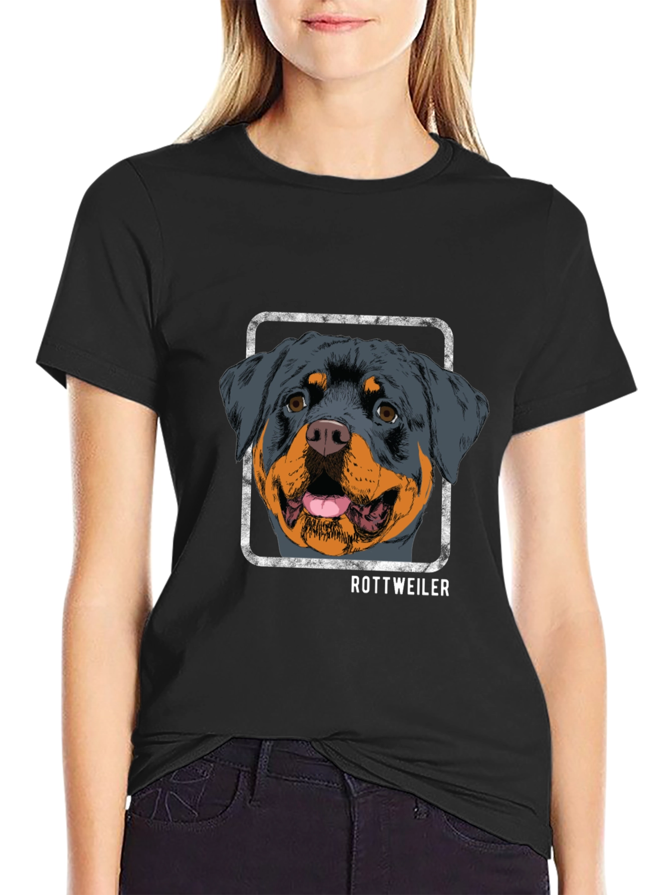 Rottweiler Dog Graphic Tee - Mens Black T-Shirt