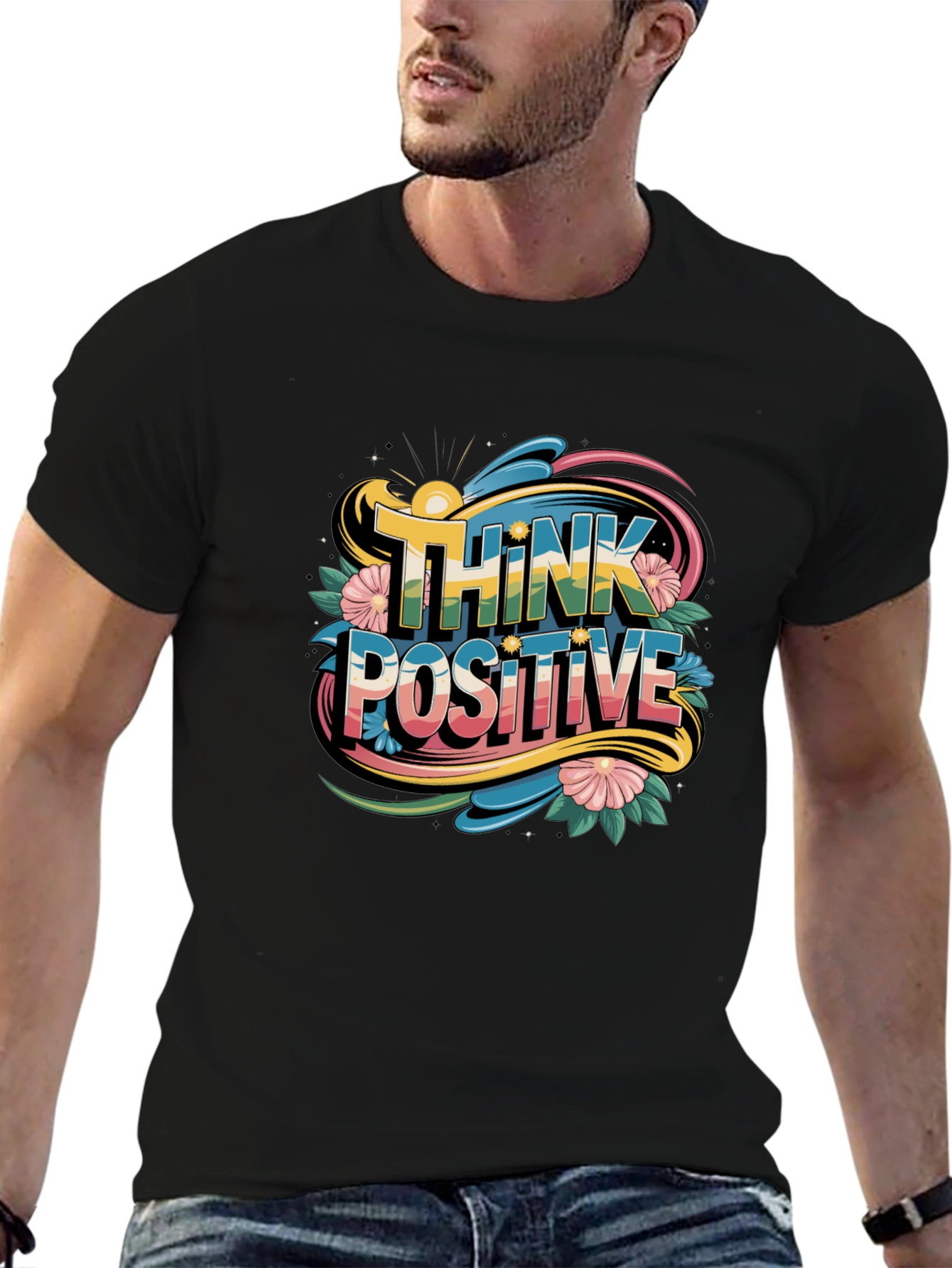 Think Positive Graphic Tee - Black