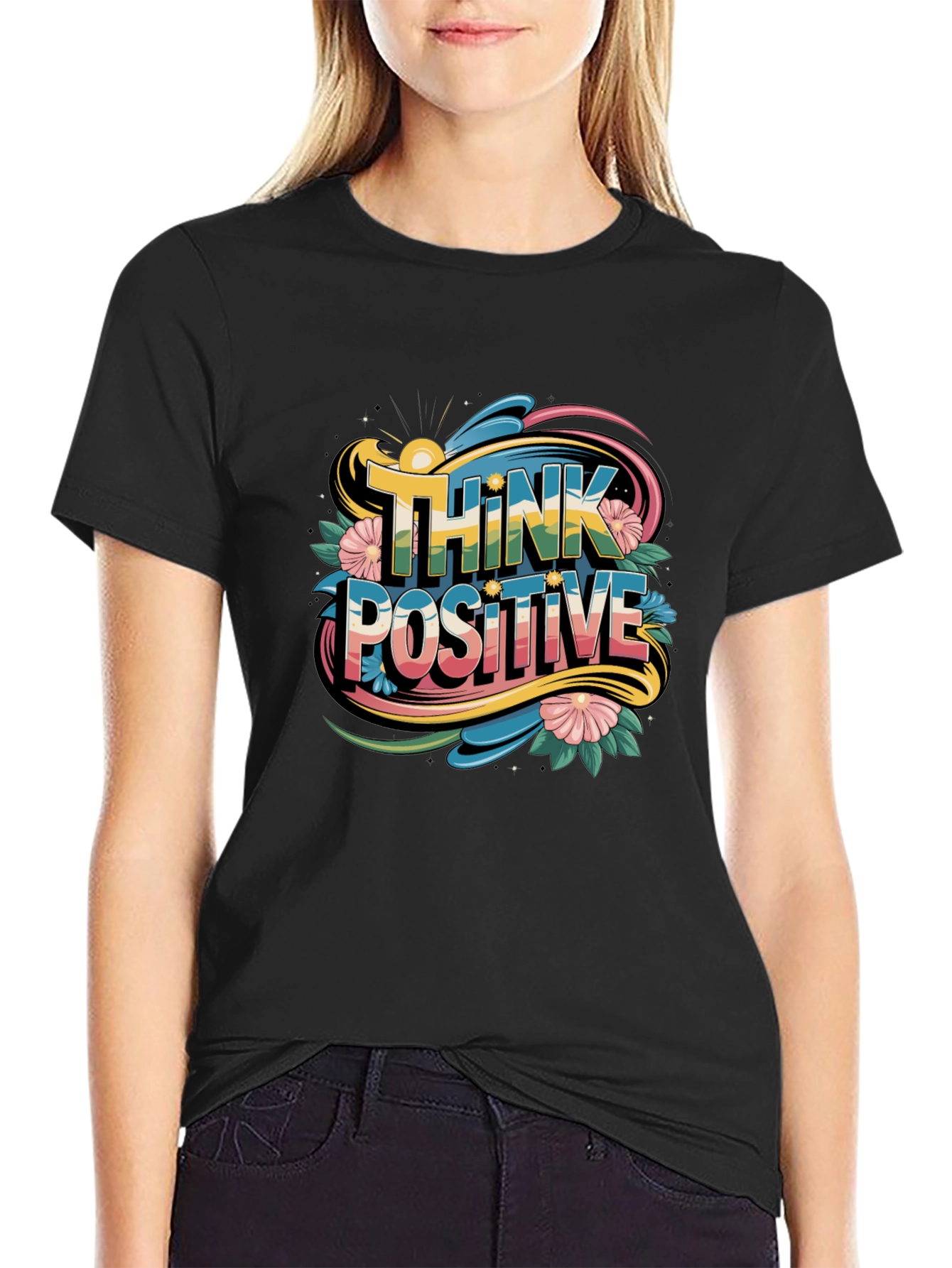 Think Positive Graphic Tee - Black
