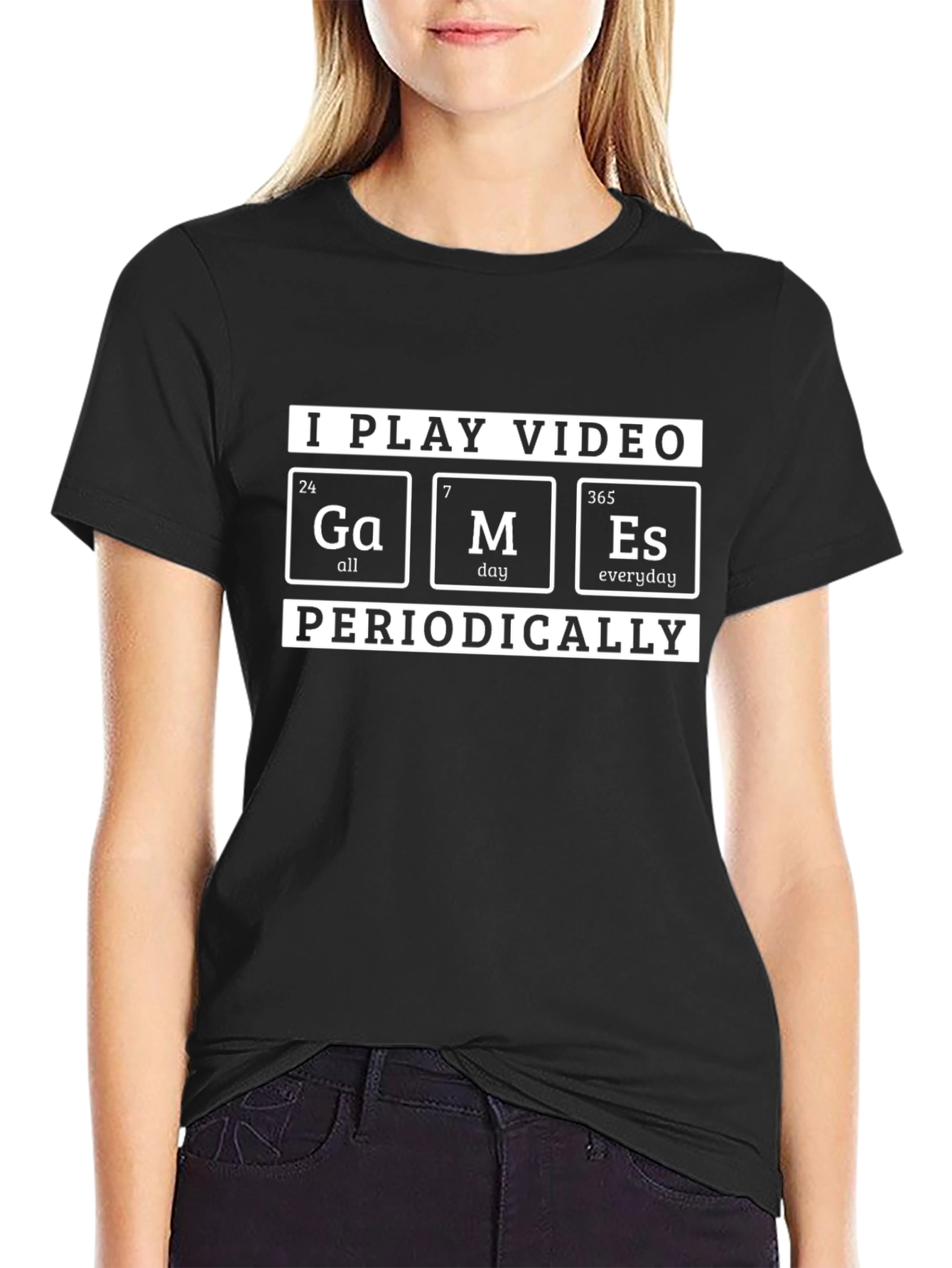 I Play Video Games Periodically Black T-Shirt