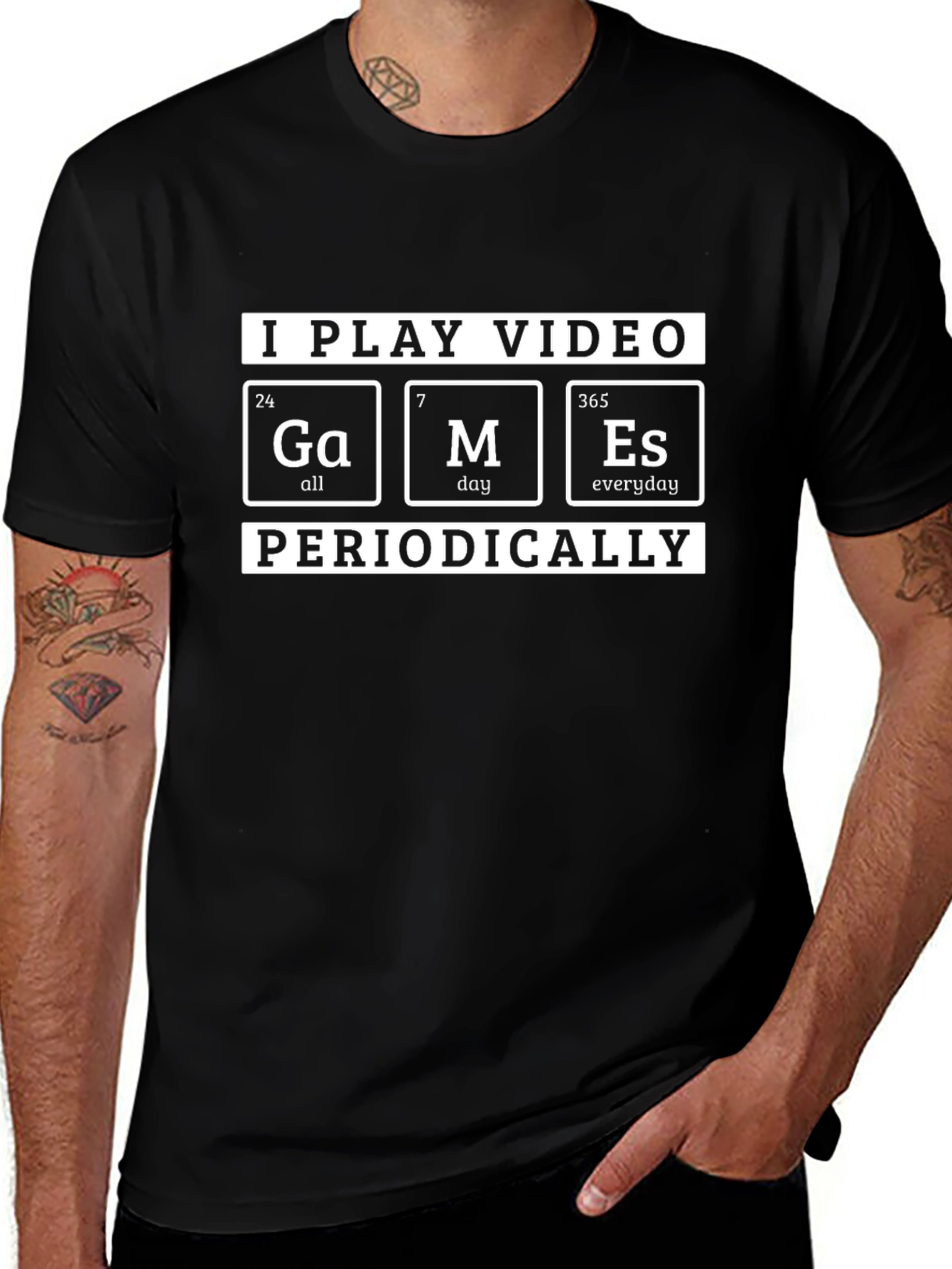 I Play Video Games Periodically Black T-Shirt