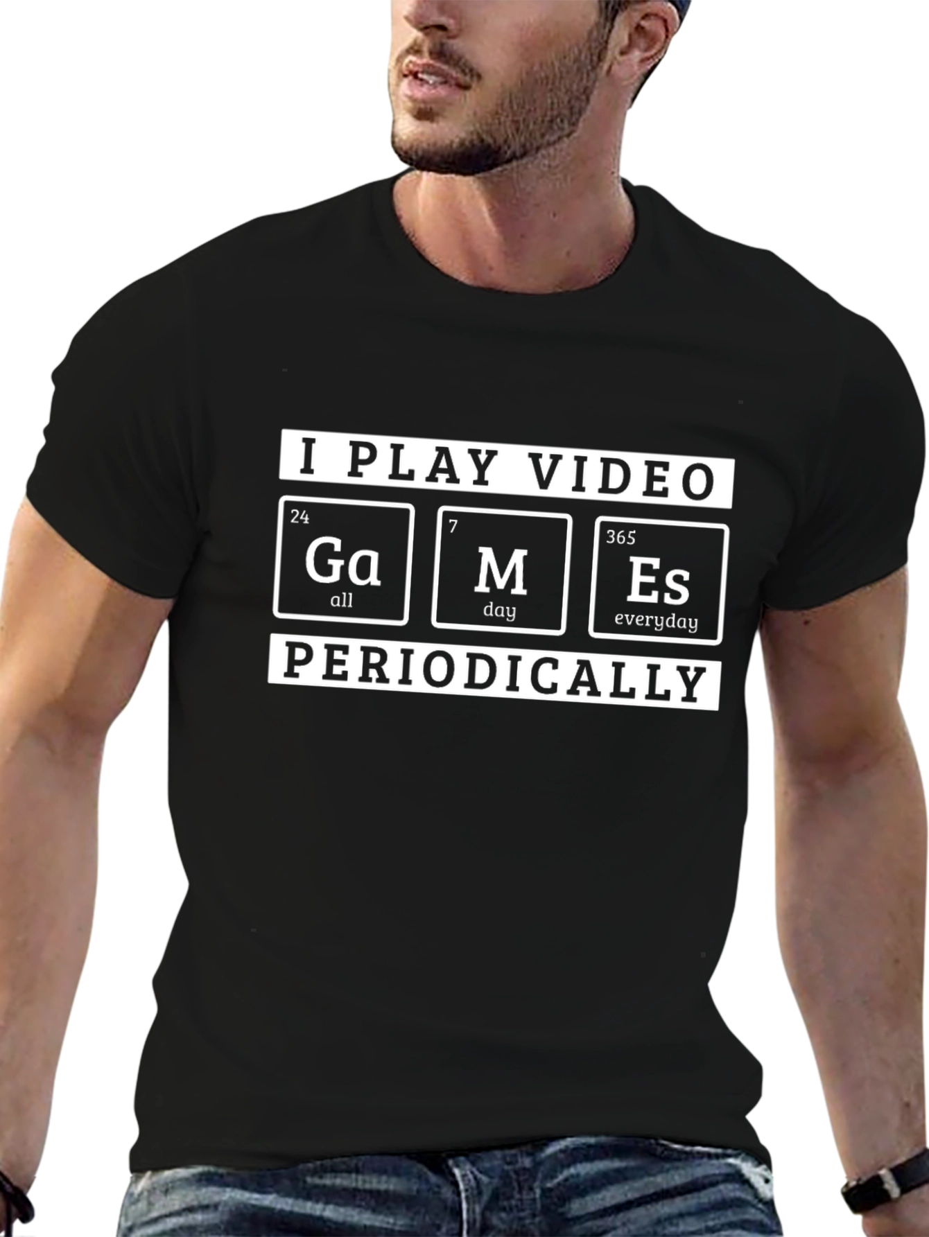 I Play Video Games Periodically Black T-Shirt