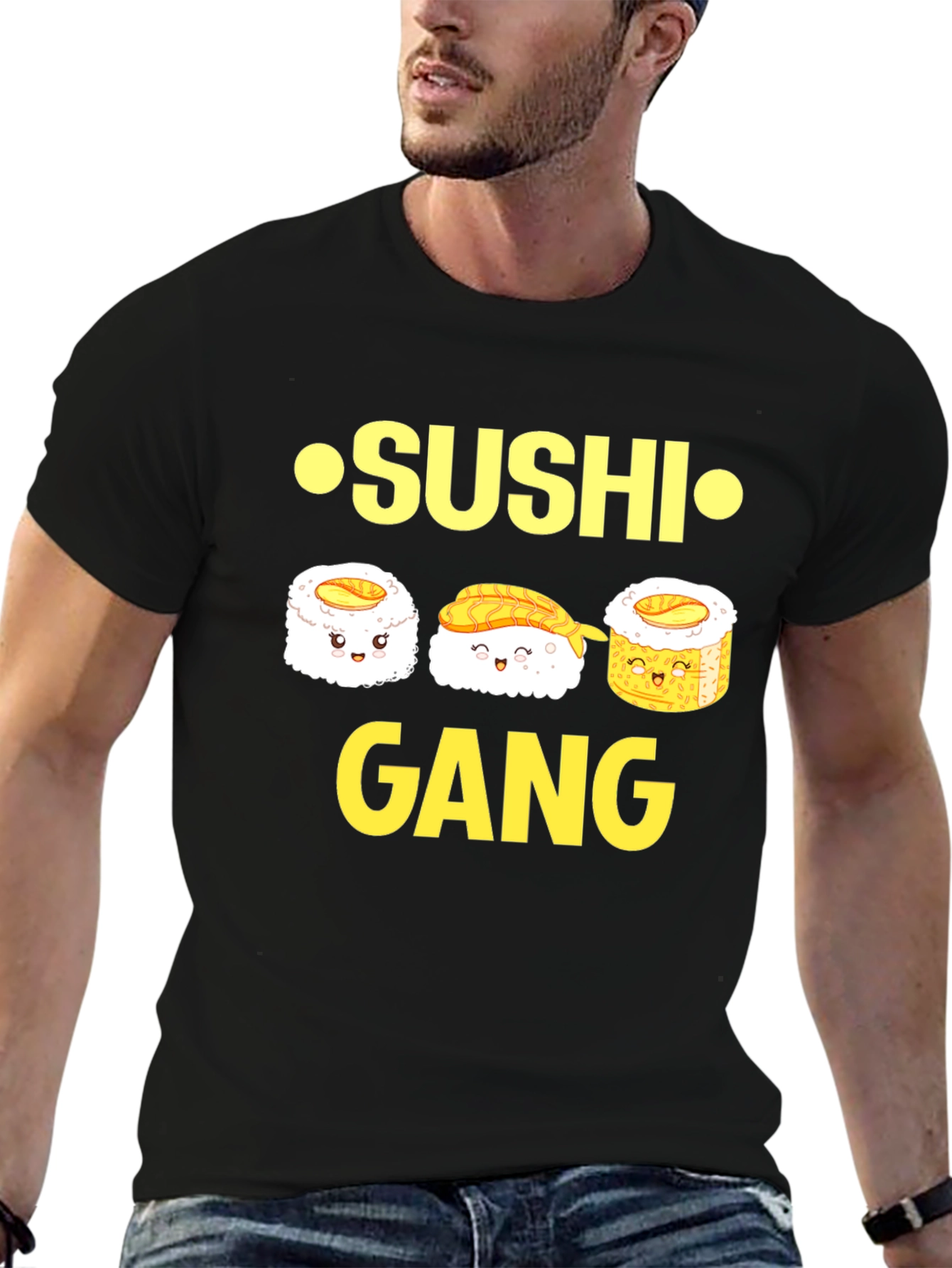 Sushi Gang Graphic Tee - Black Cotton T-Shirt