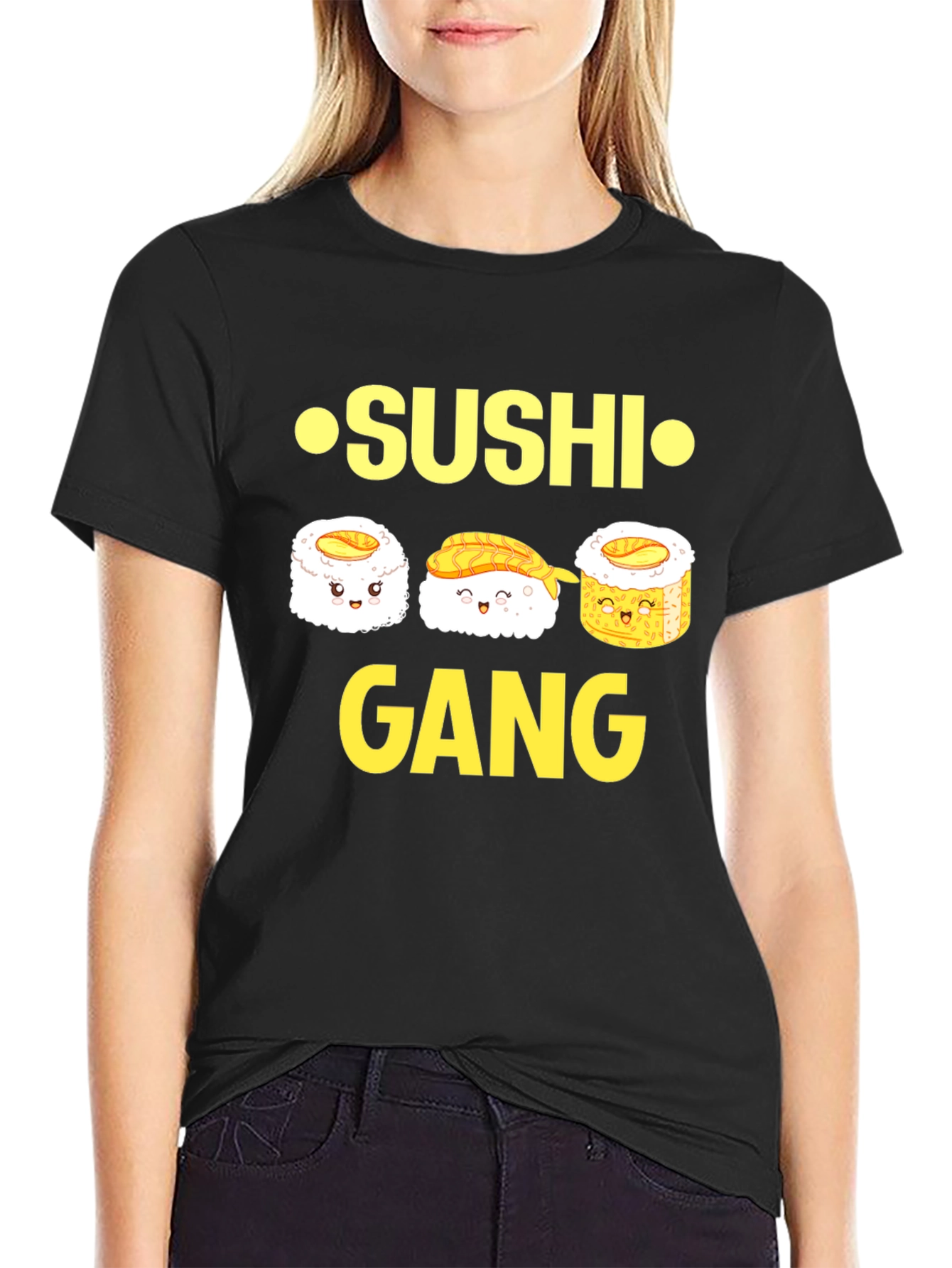 Sushi Gang Graphic Tee - Black Cotton T-Shirt