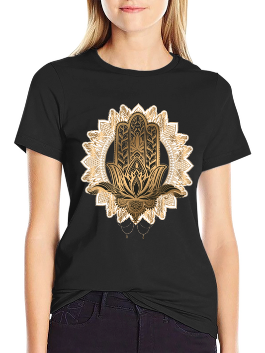 Hamsa Mandala Graphic Tee - Black