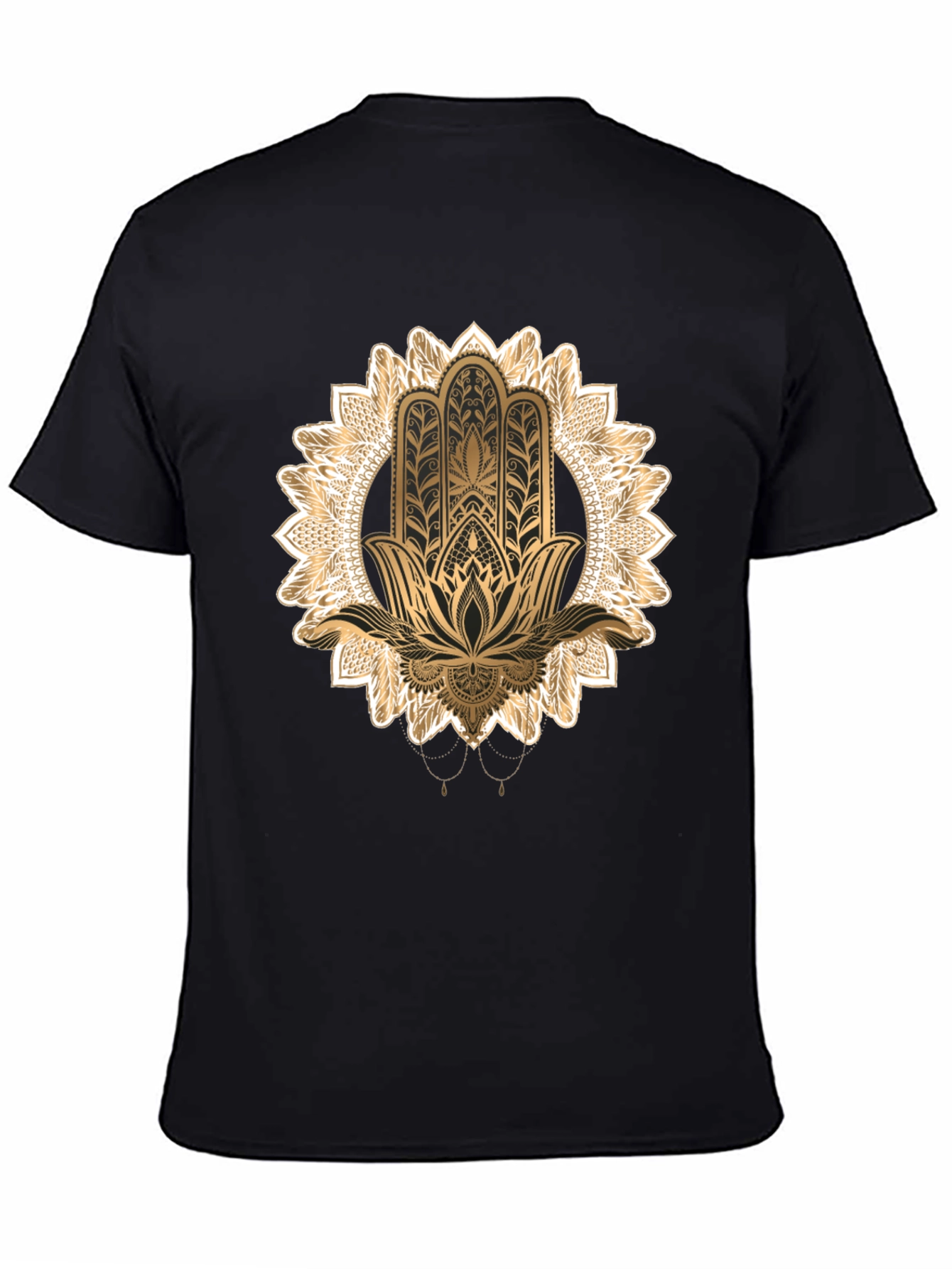 Hamsa Mandala Graphic Tee - Black
