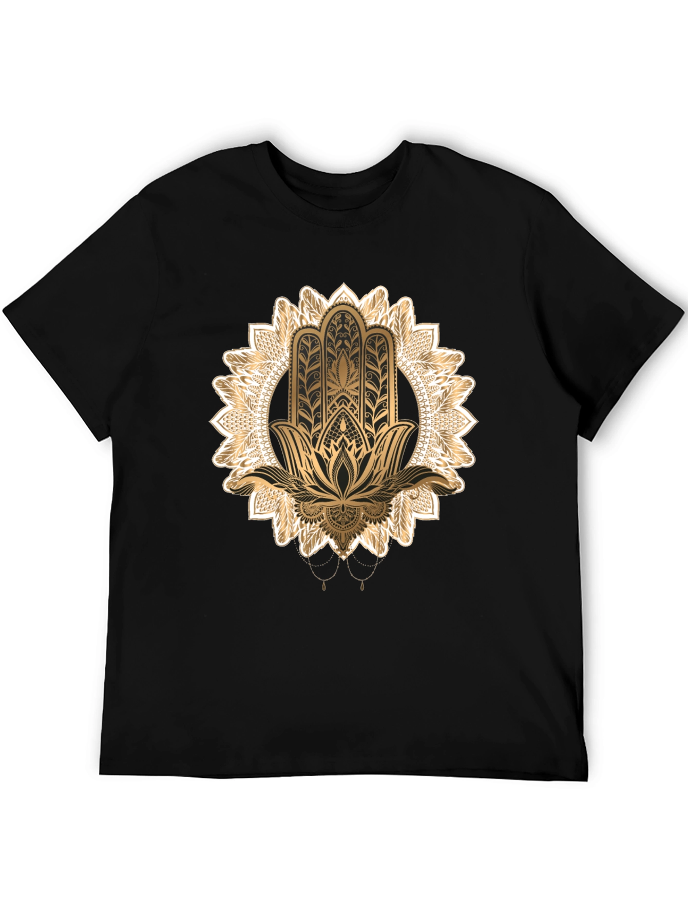 Hamsa Mandala Graphic Tee - Black