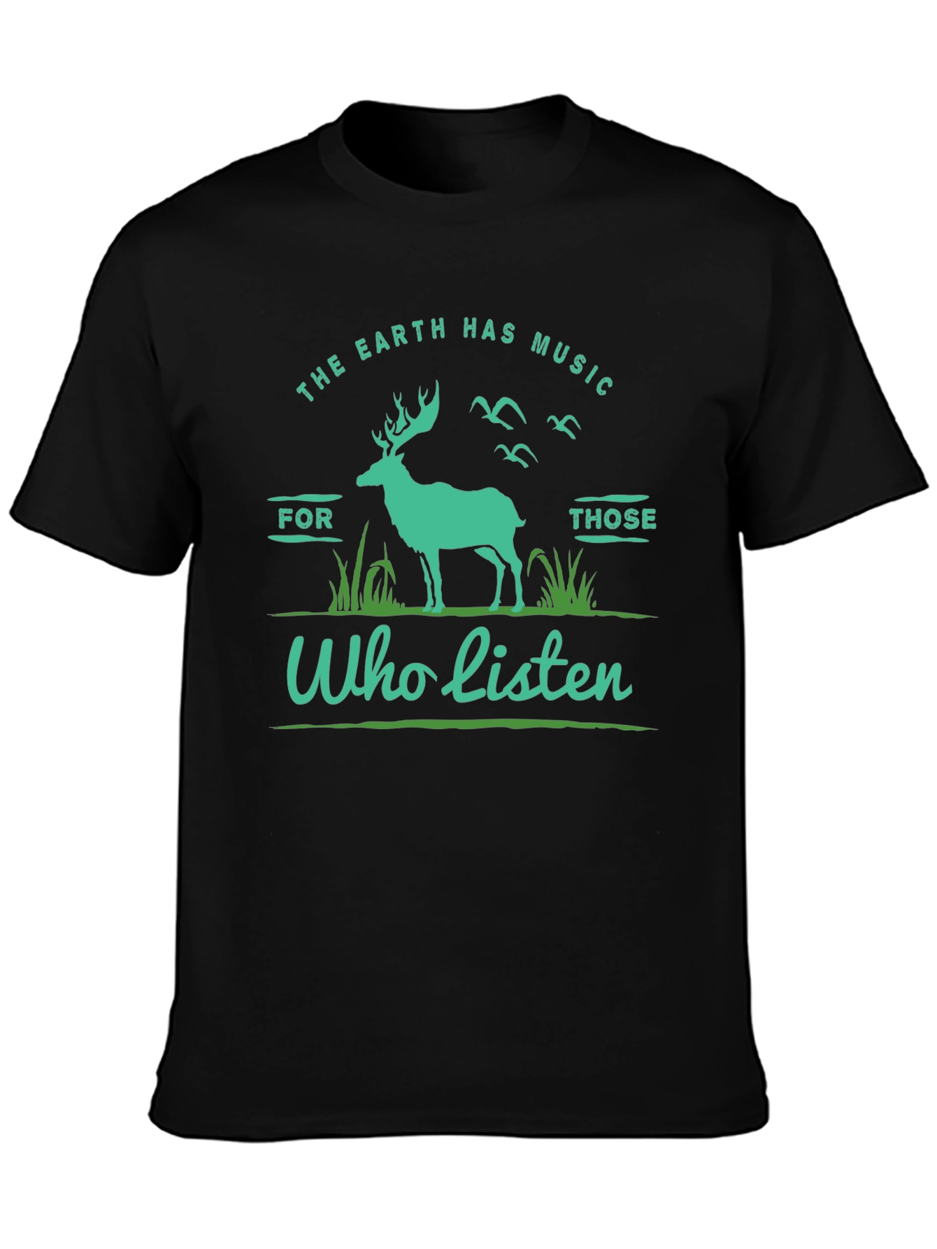 Earth Music Deer Graphic Tee - Nature Lover Shirt