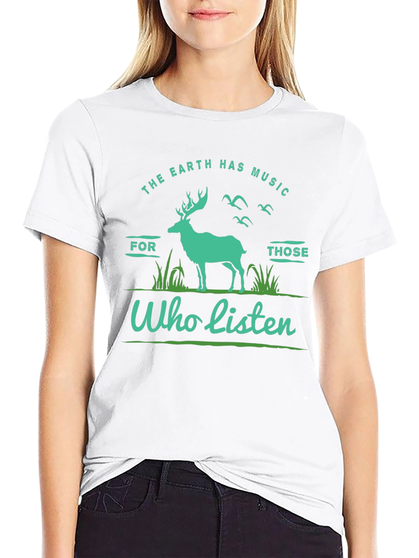 Earth Music Deer Graphic Tee - Nature Lover Shirt