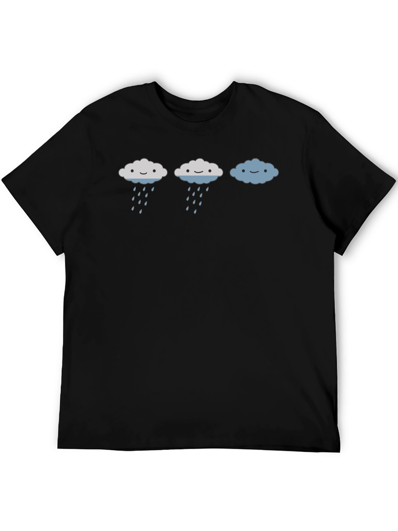Cute Rainy Cloud Graphic Tee - Black