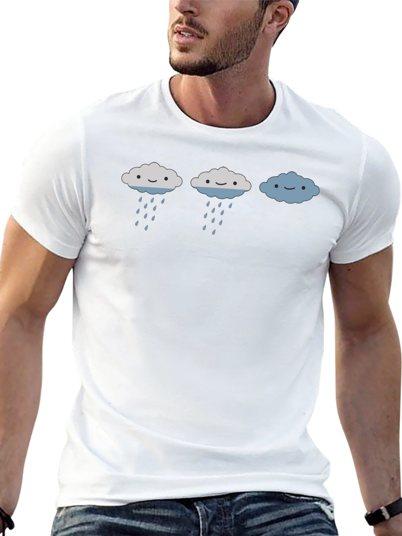 Cute Rainy Cloud Graphic Tee - Black