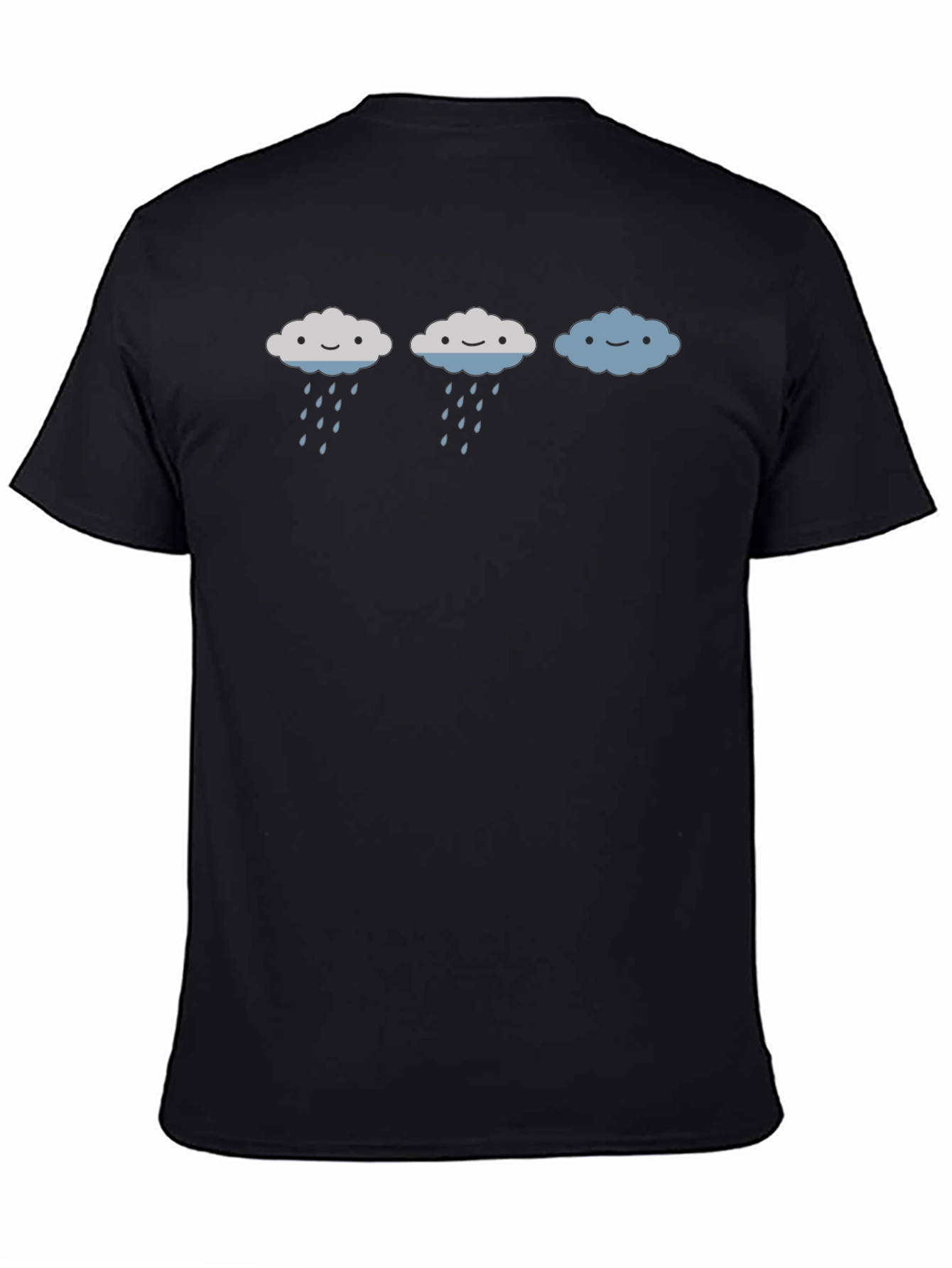 Cute Rainy Cloud Graphic Tee - Black