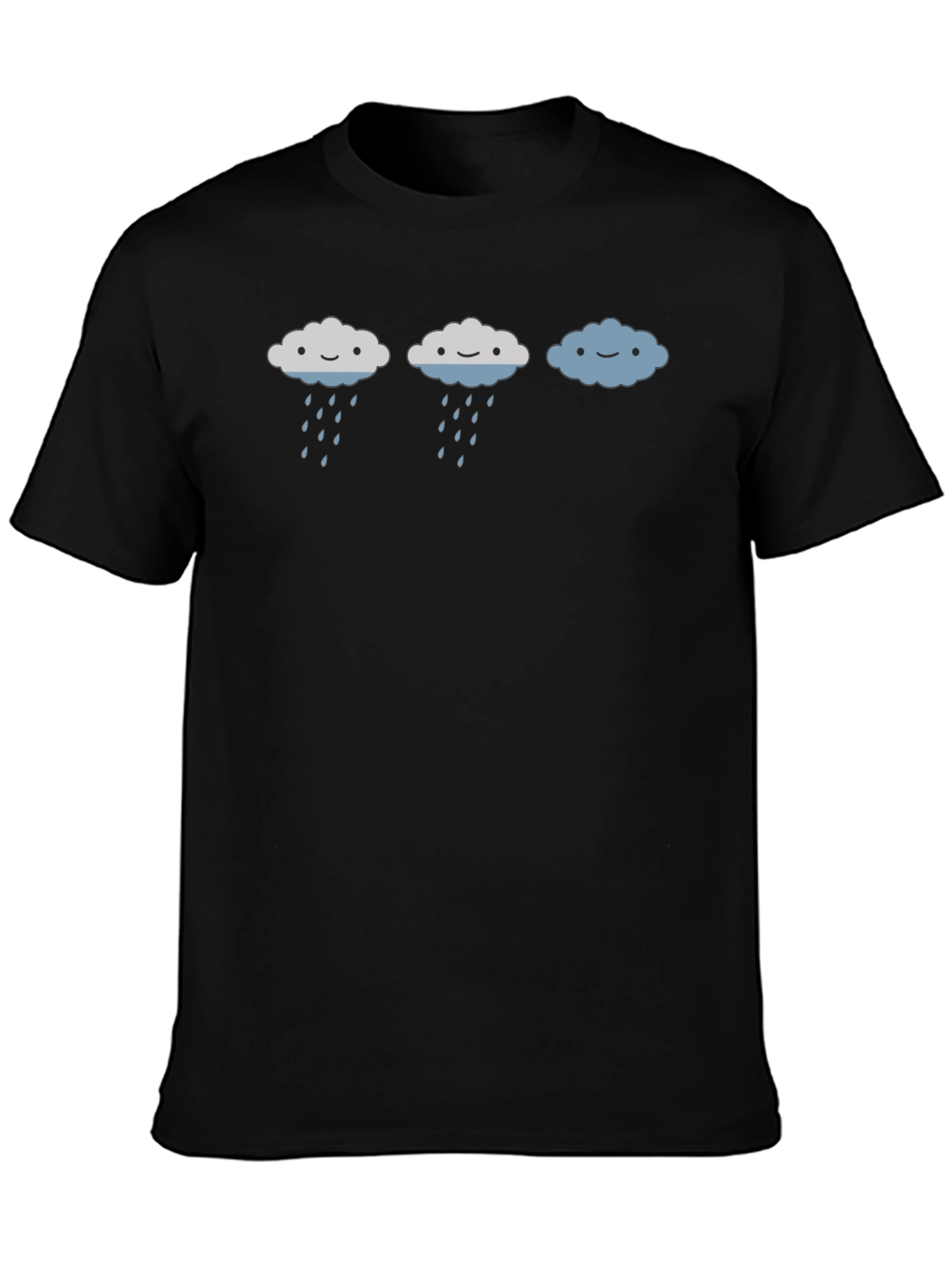 Cute Rainy Cloud Graphic Tee - Black