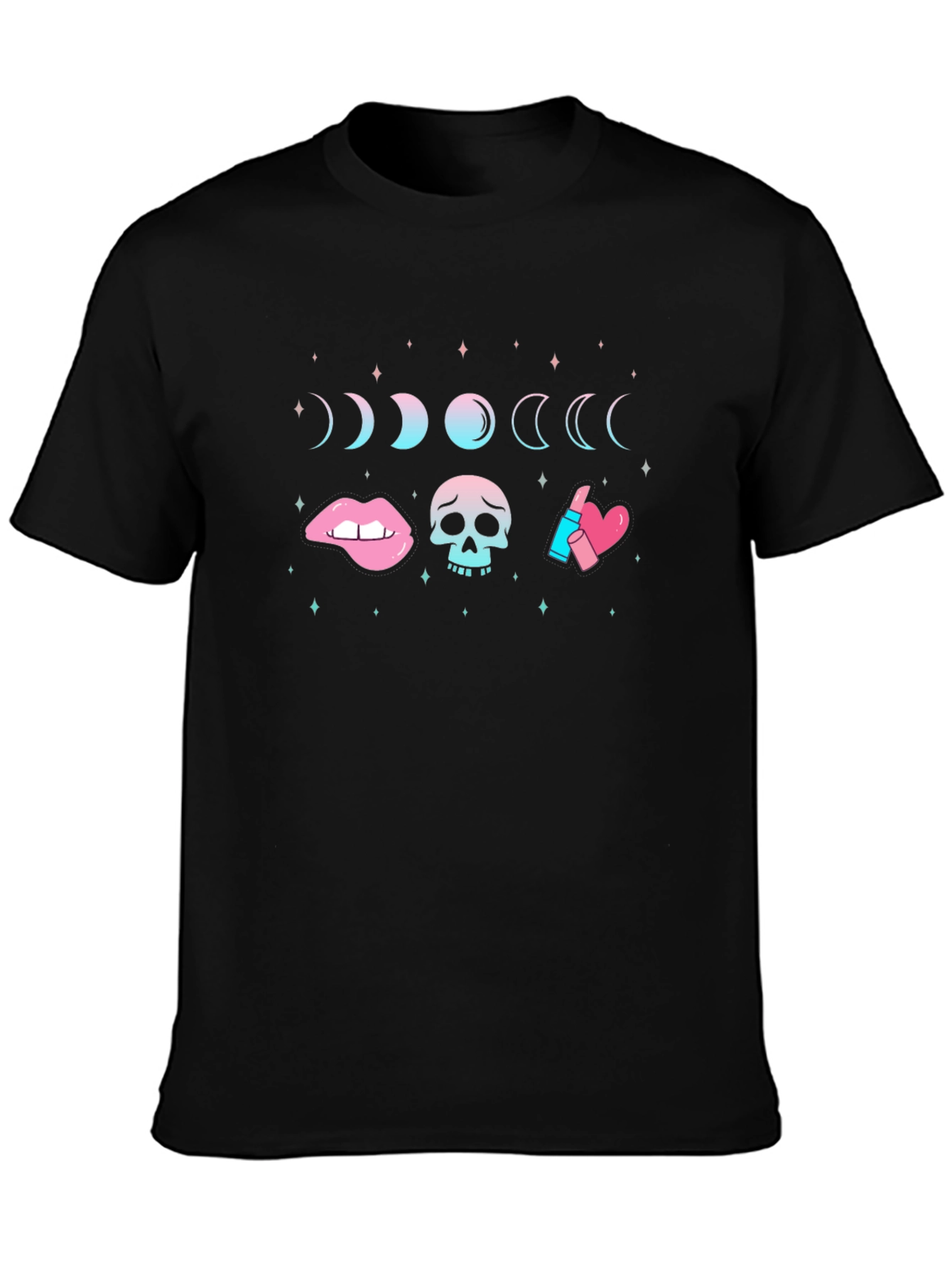 Moon Phases Lips Skull T-Shirt