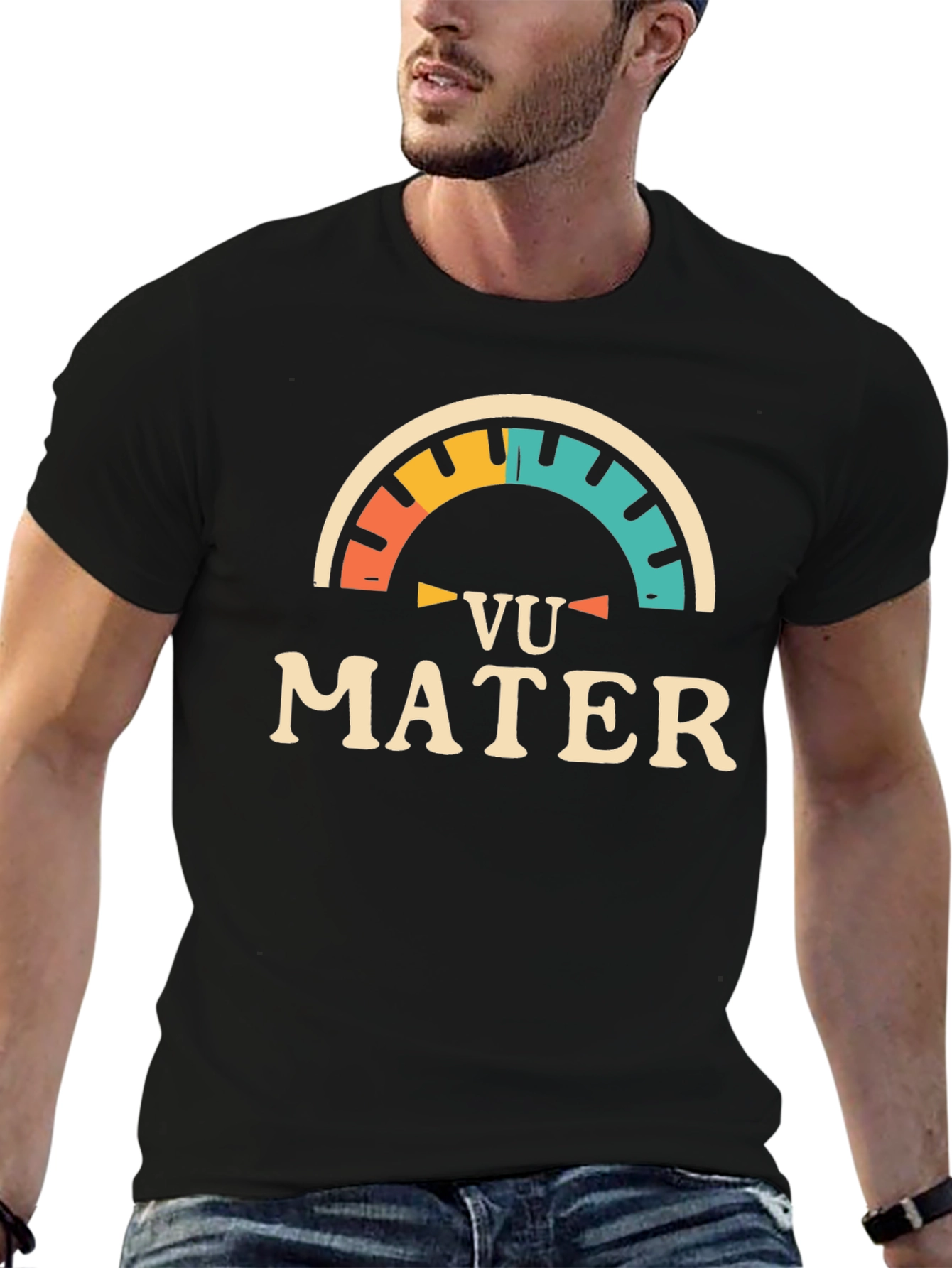 Retro Vu Mater Graphic Tee - Black Cotton Blend