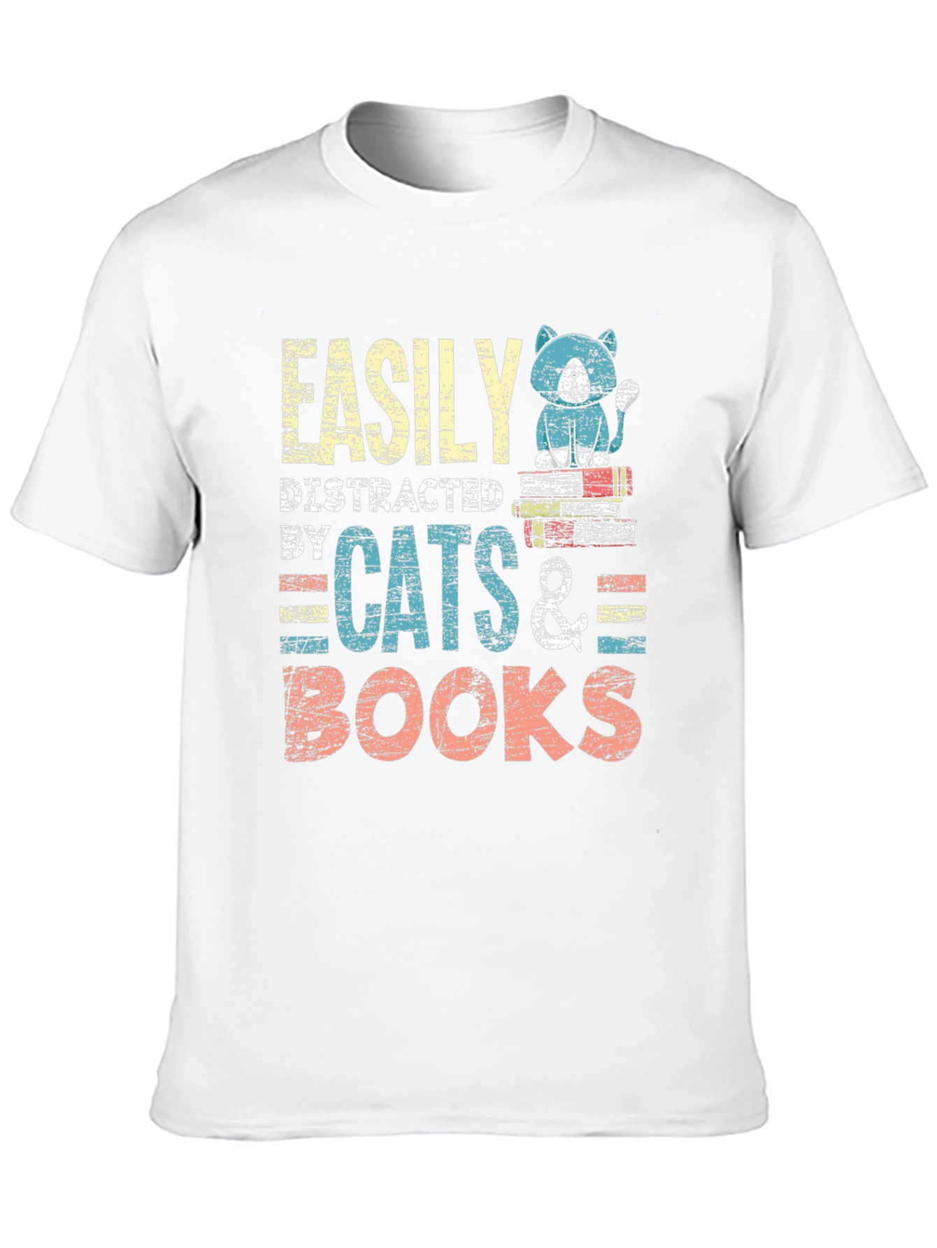 Easily Distracted by Cats & Books T-Shirt