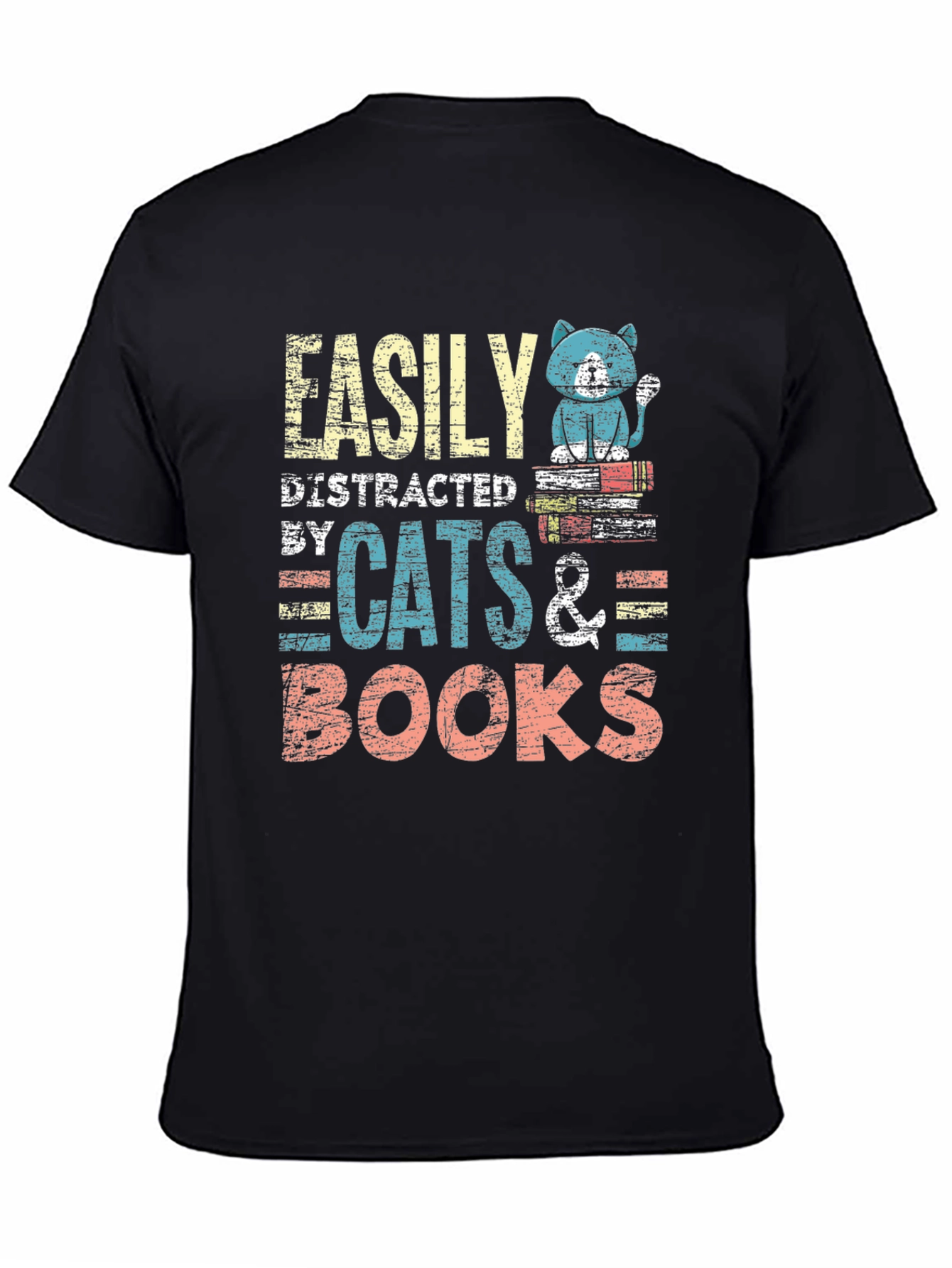 Easily Distracted by Cats & Books T-Shirt