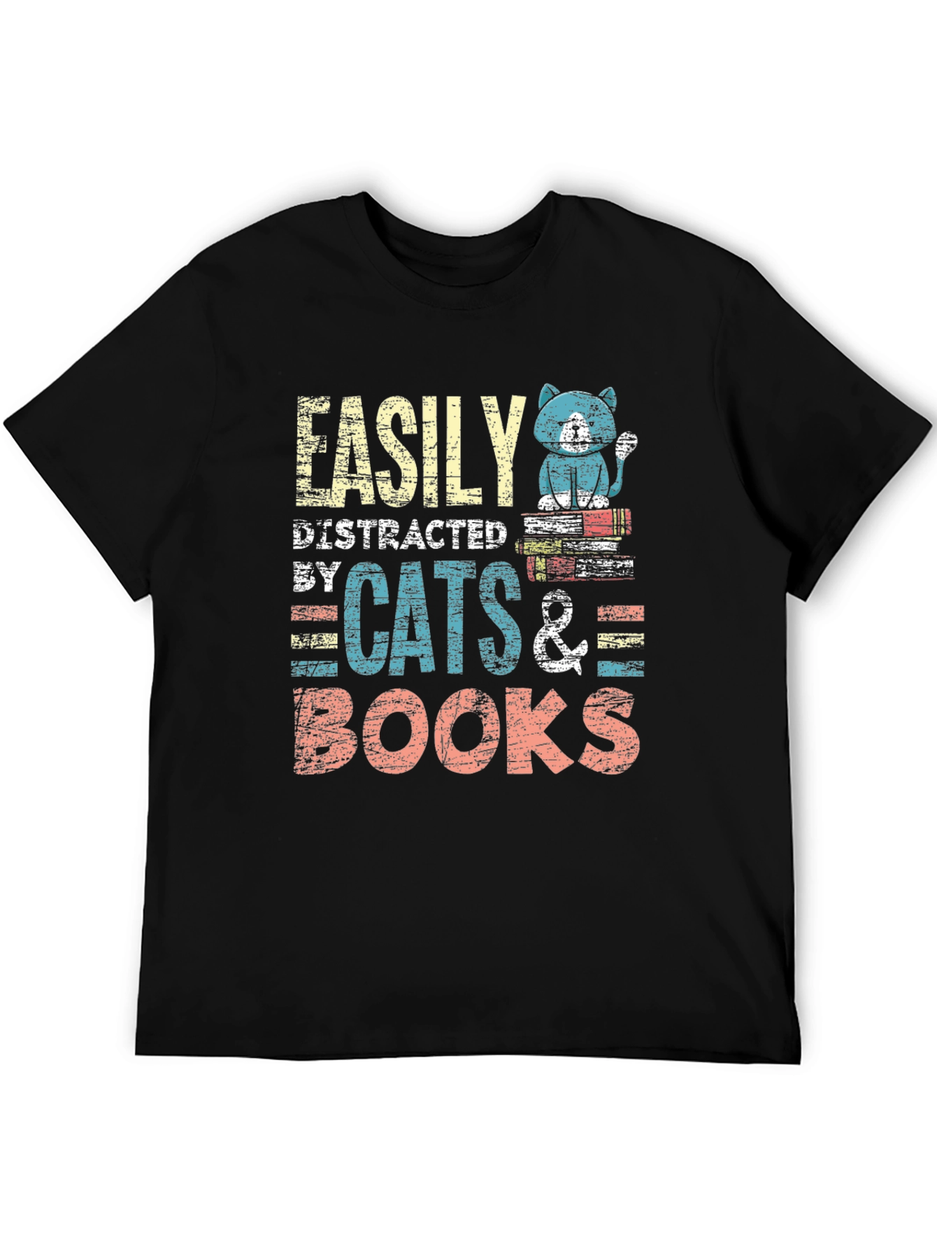 Easily Distracted by Cats & Books T-Shirt