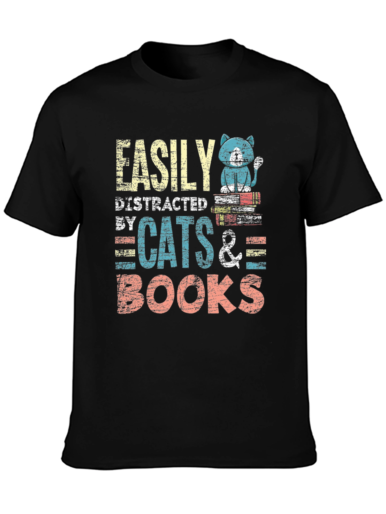 Easily Distracted by Cats & Books T-Shirt