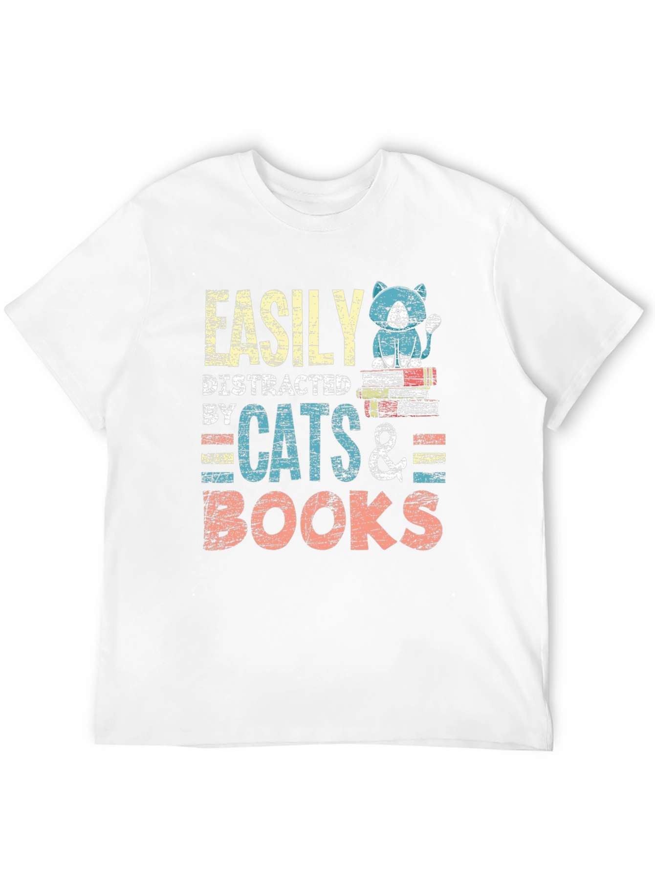 Easily Distracted by Cats & Books T-Shirt
