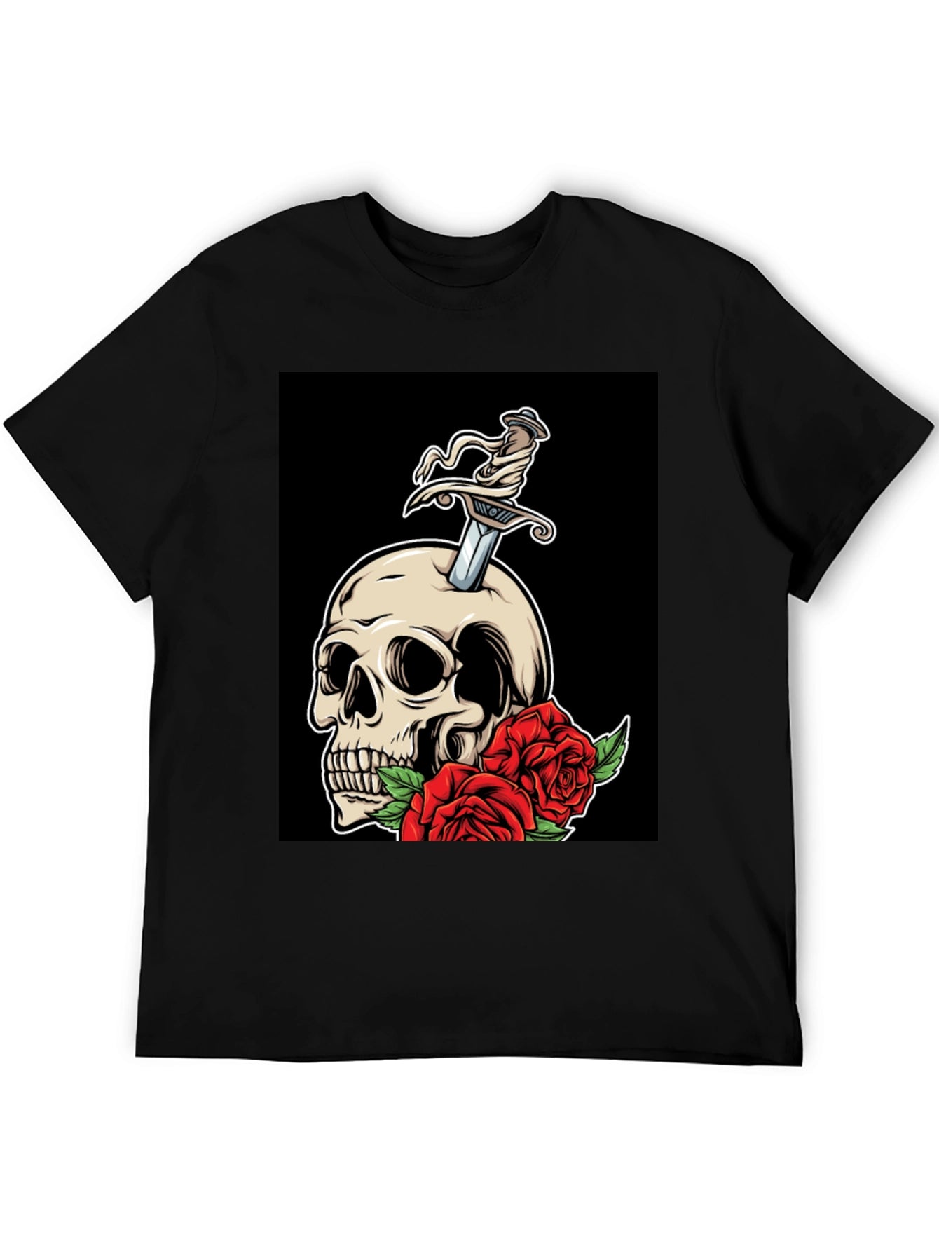 Skull & Roses Graphic T-Shirt - Edgy Style