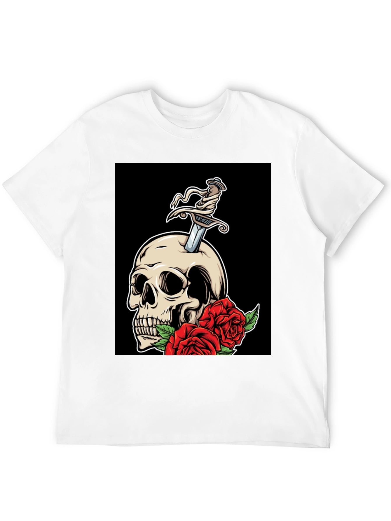 Skull & Roses Graphic T-Shirt - Edgy Style