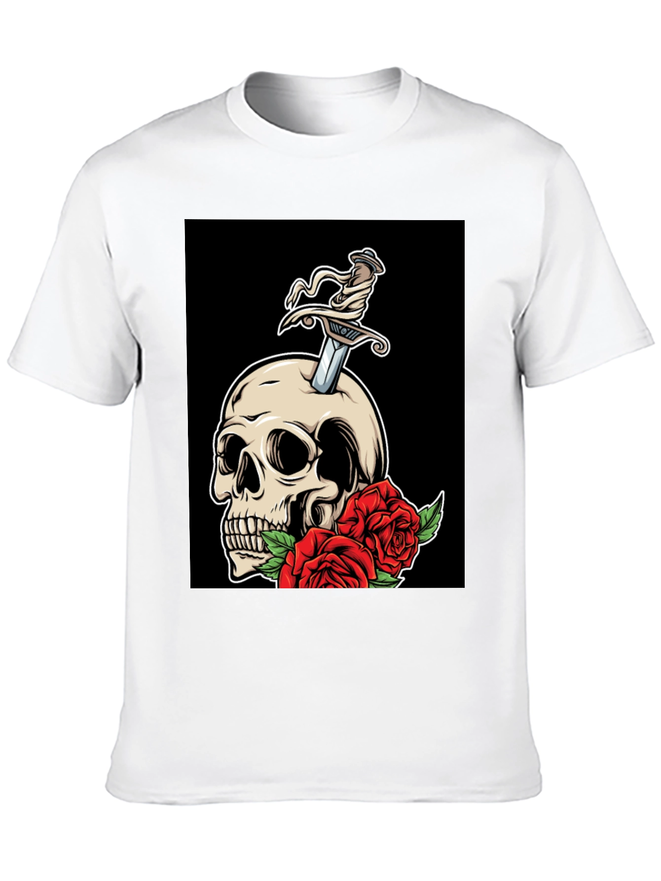Skull & Roses Graphic T-Shirt - Edgy Style