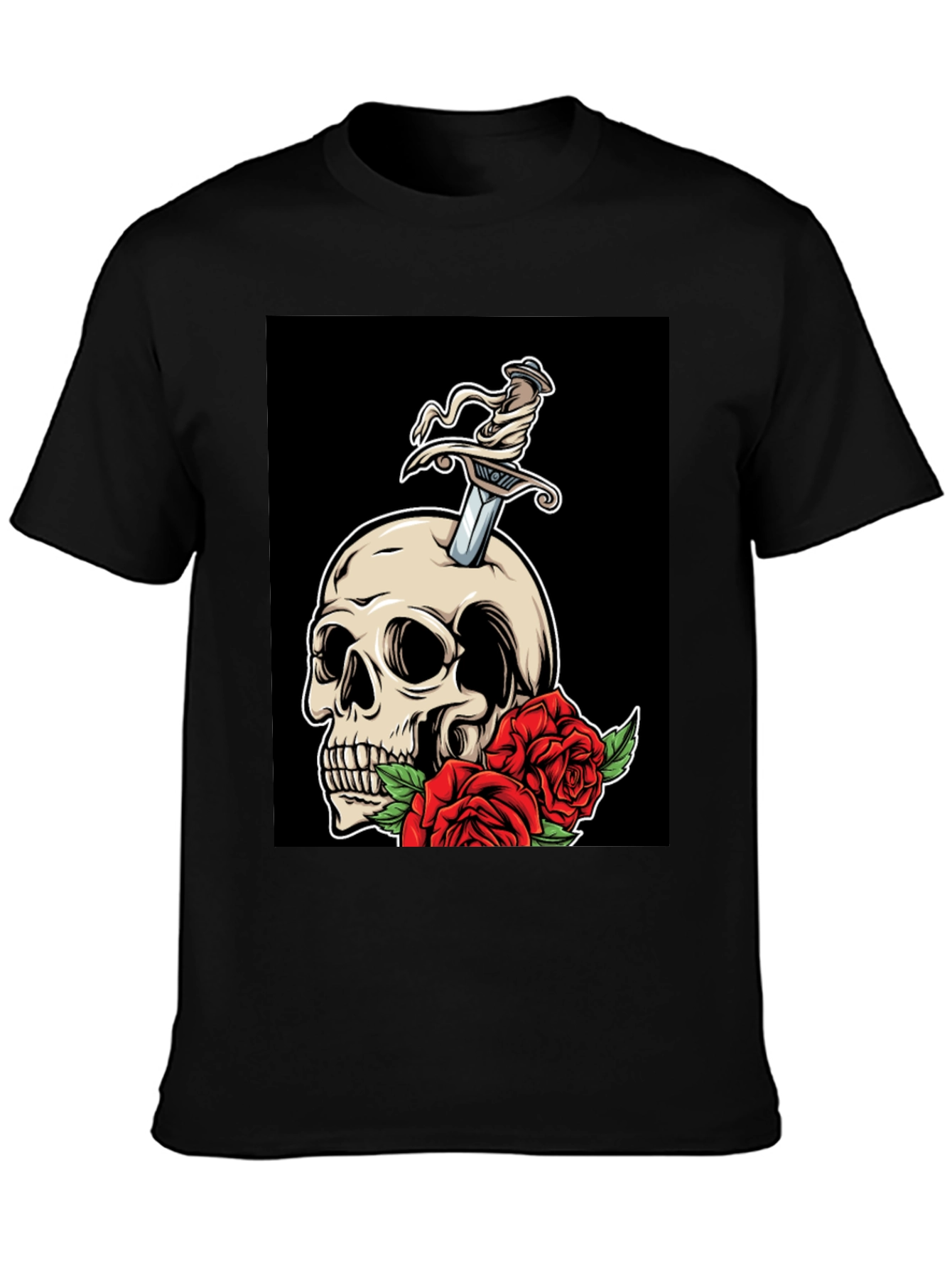Skull & Roses Graphic T-Shirt - Edgy Style