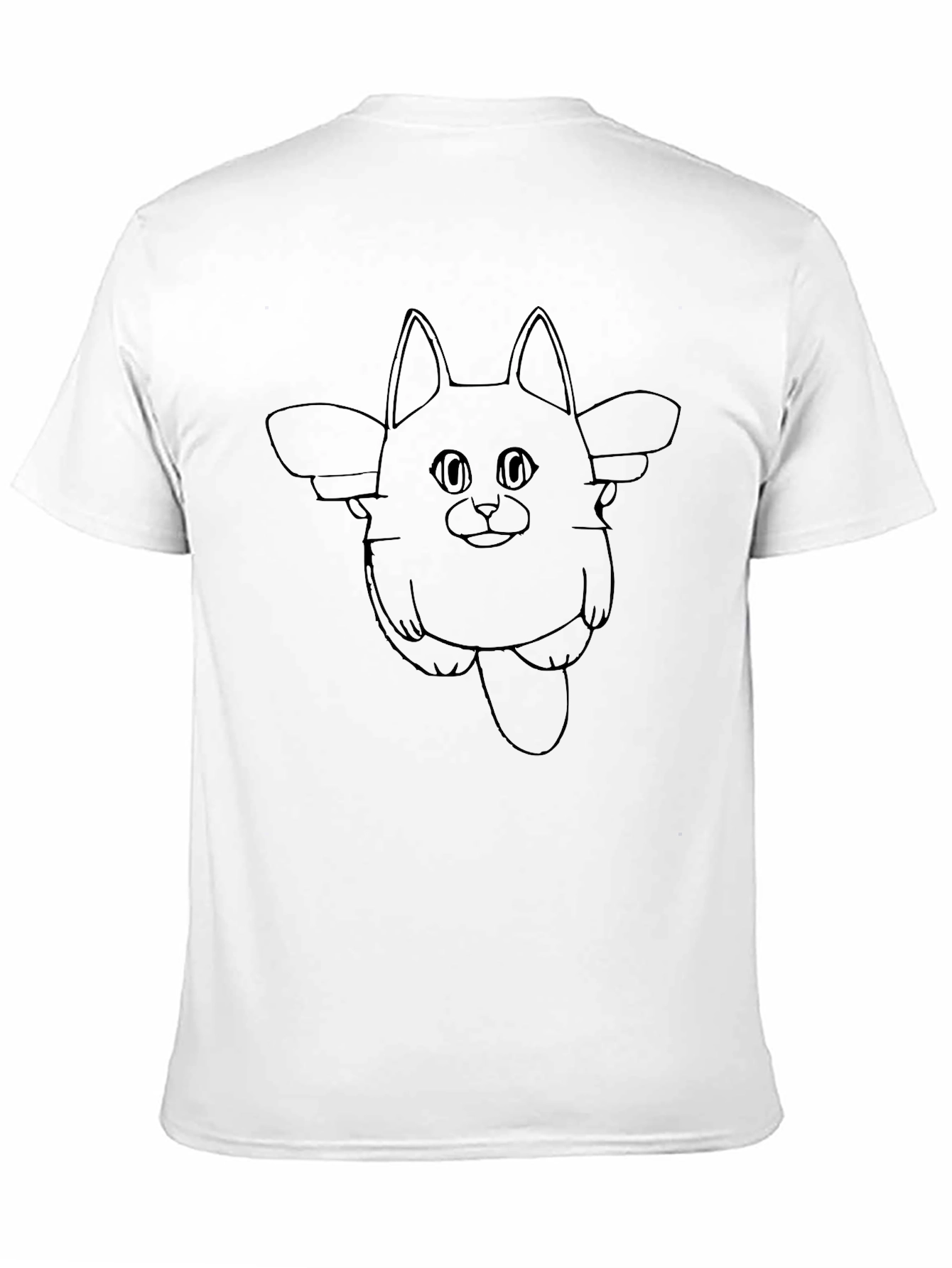 Mens Black T-Shirt with Cartoon Cat Graphic