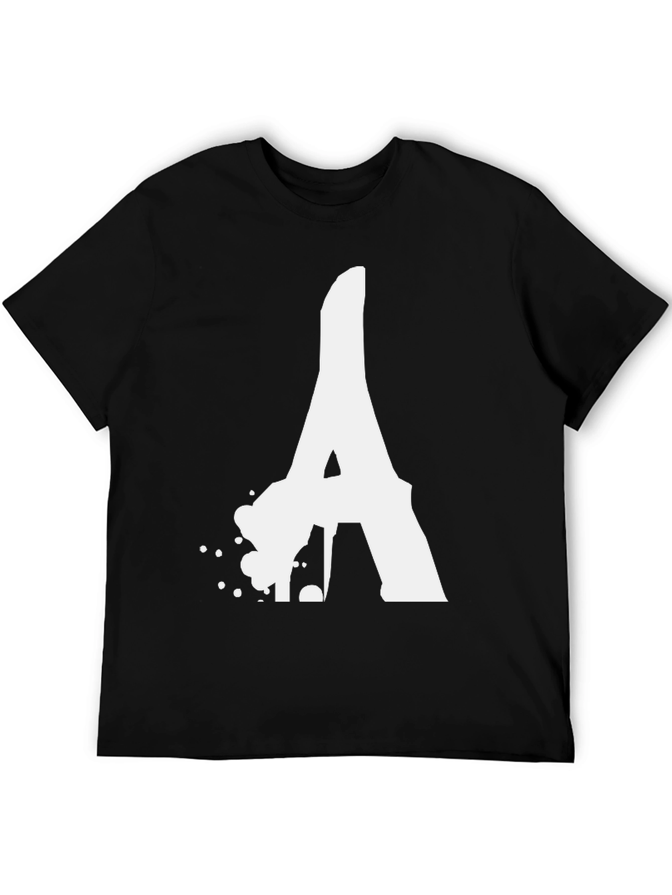 Bold Letter A Graphic Tee - Black Cotton T-Shirt