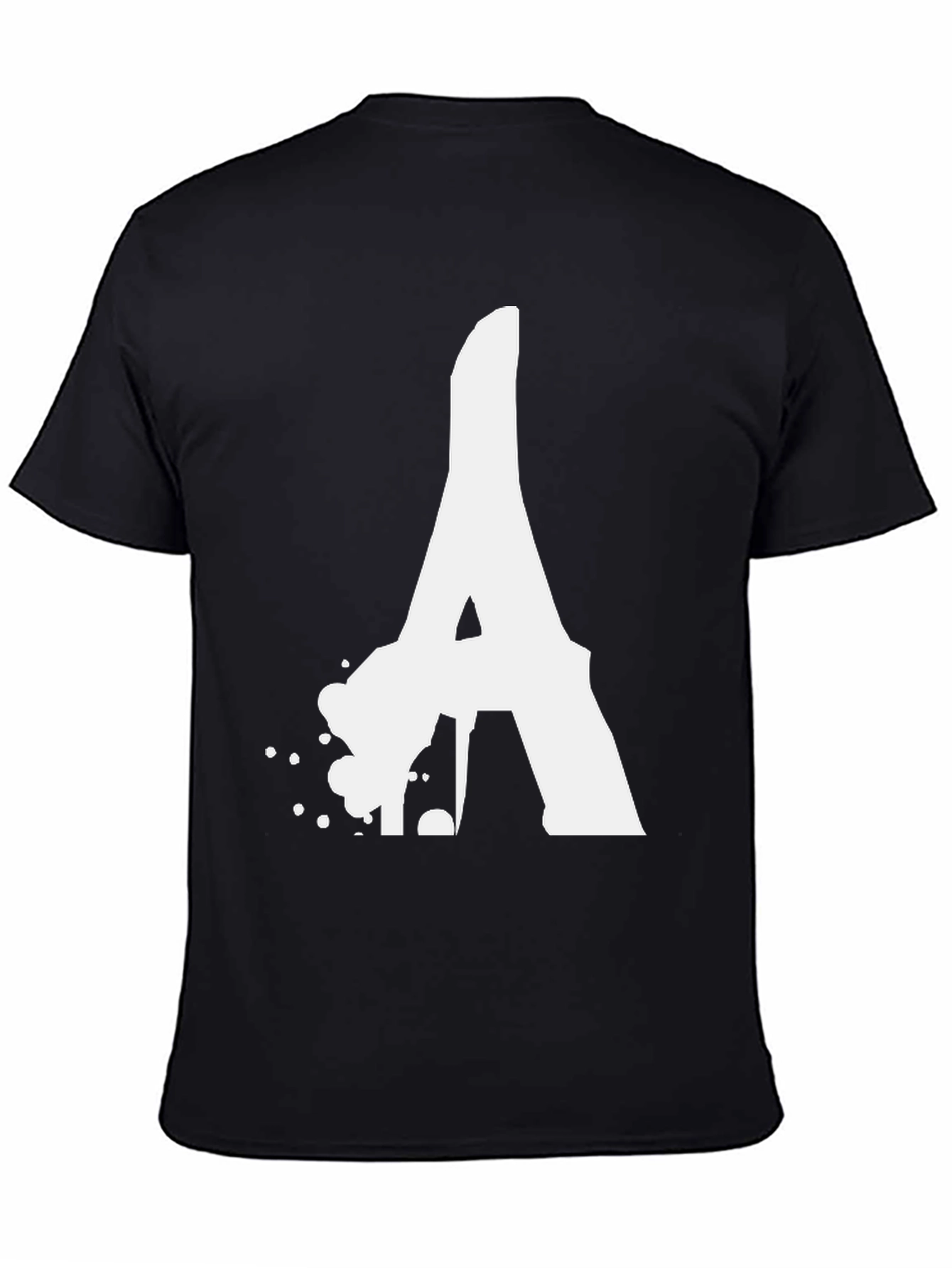 Bold Letter A Graphic Tee - Black Cotton T-Shirt