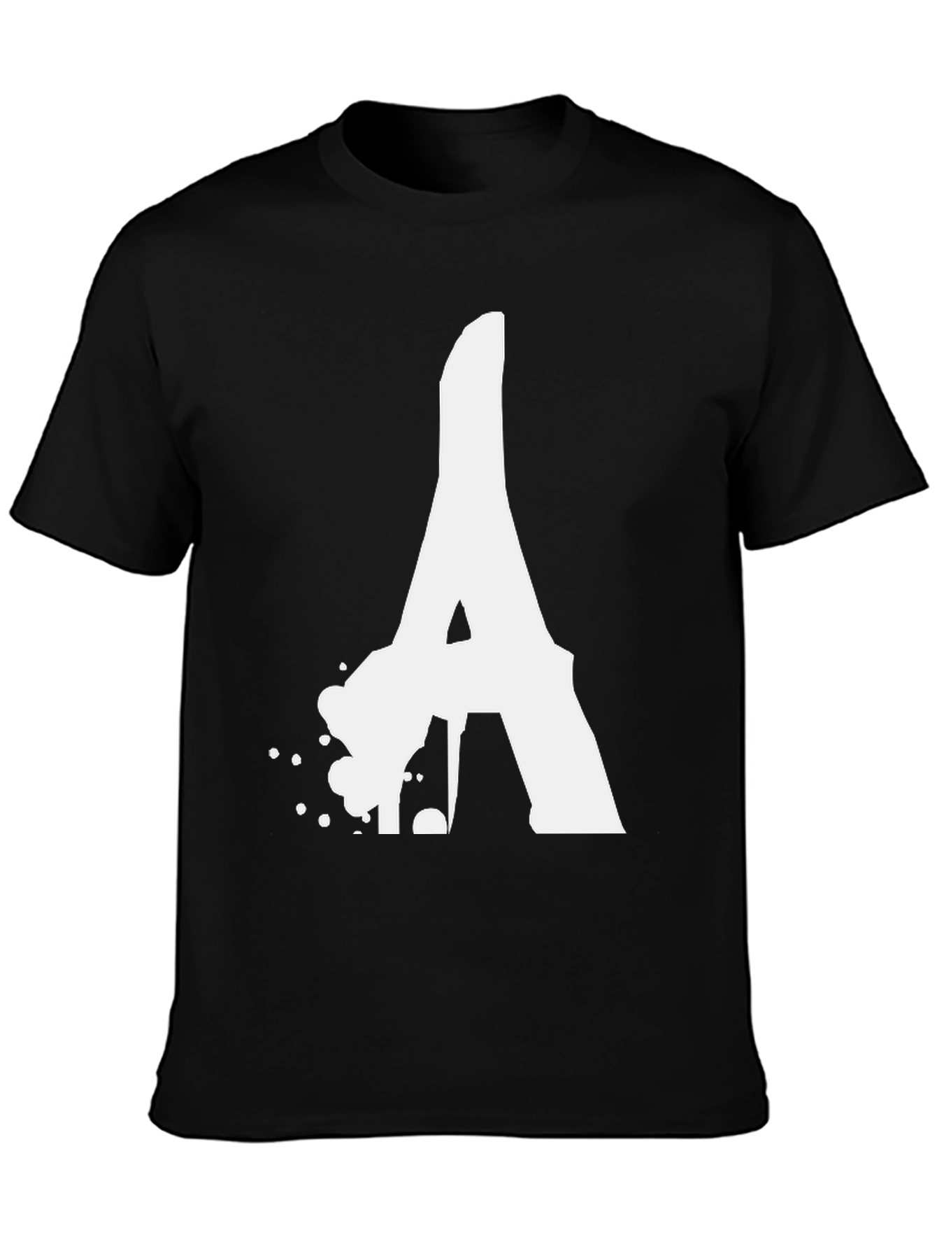 Bold Letter A Graphic Tee - Black Cotton T-Shirt