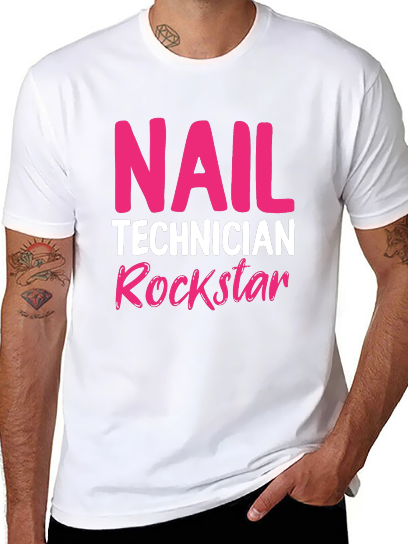 Nail Technician Rockstar T-Shirt - Black Crew Neck