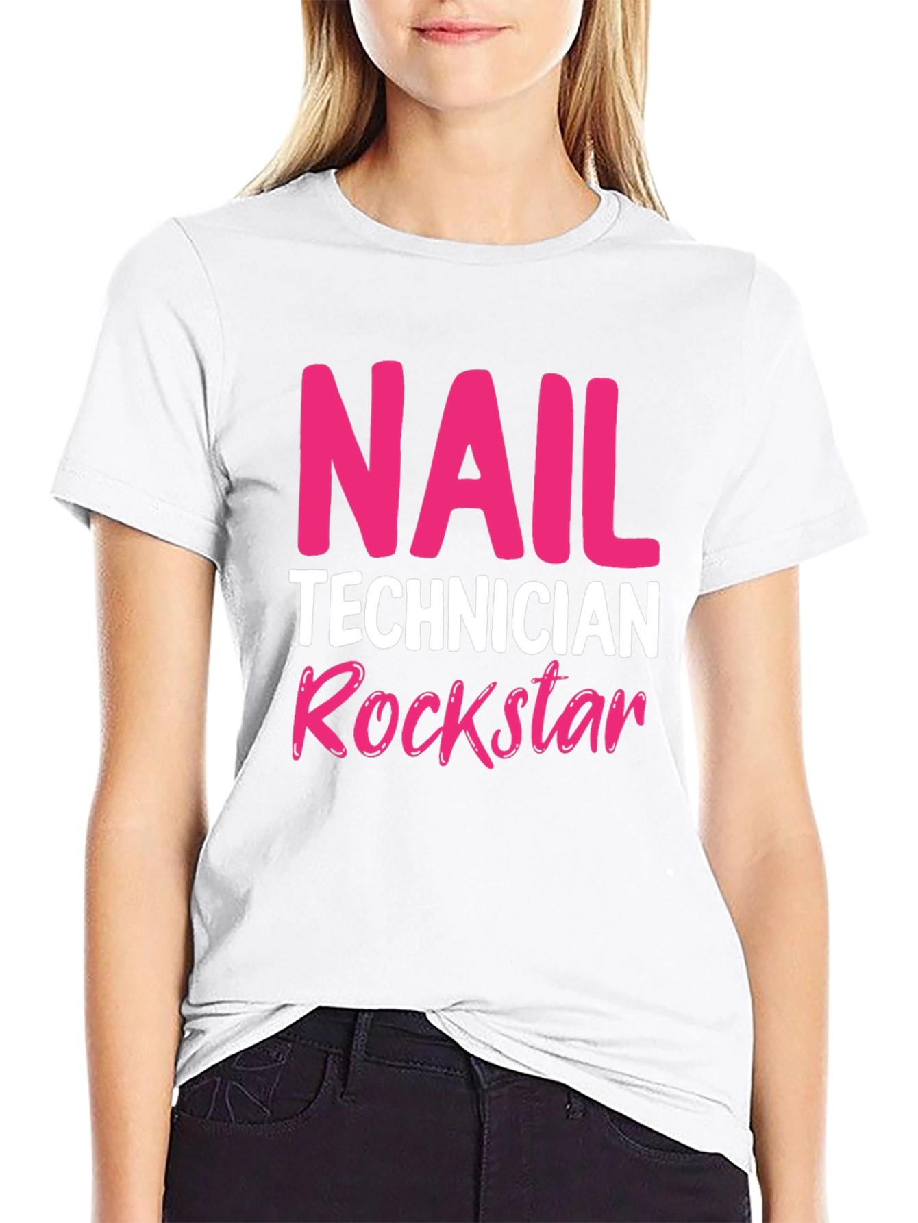 Nail Technician Rockstar T-Shirt - Black Crew Neck