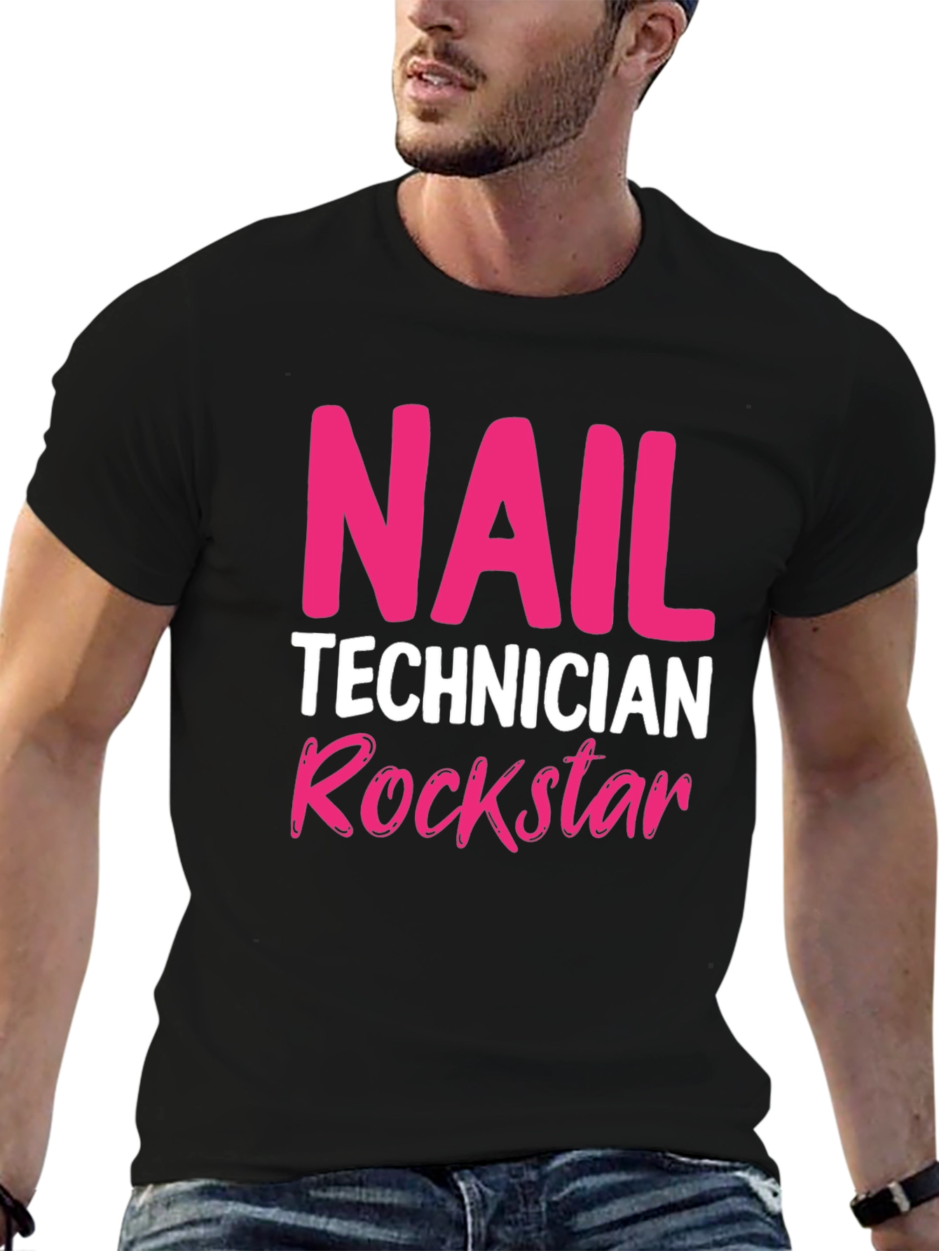 Nail Technician Rockstar T-Shirt - Black Crew Neck