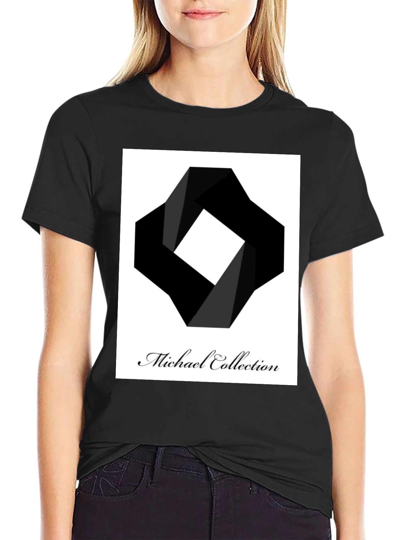 Modern Black T-Shirt - Abstract Square Design