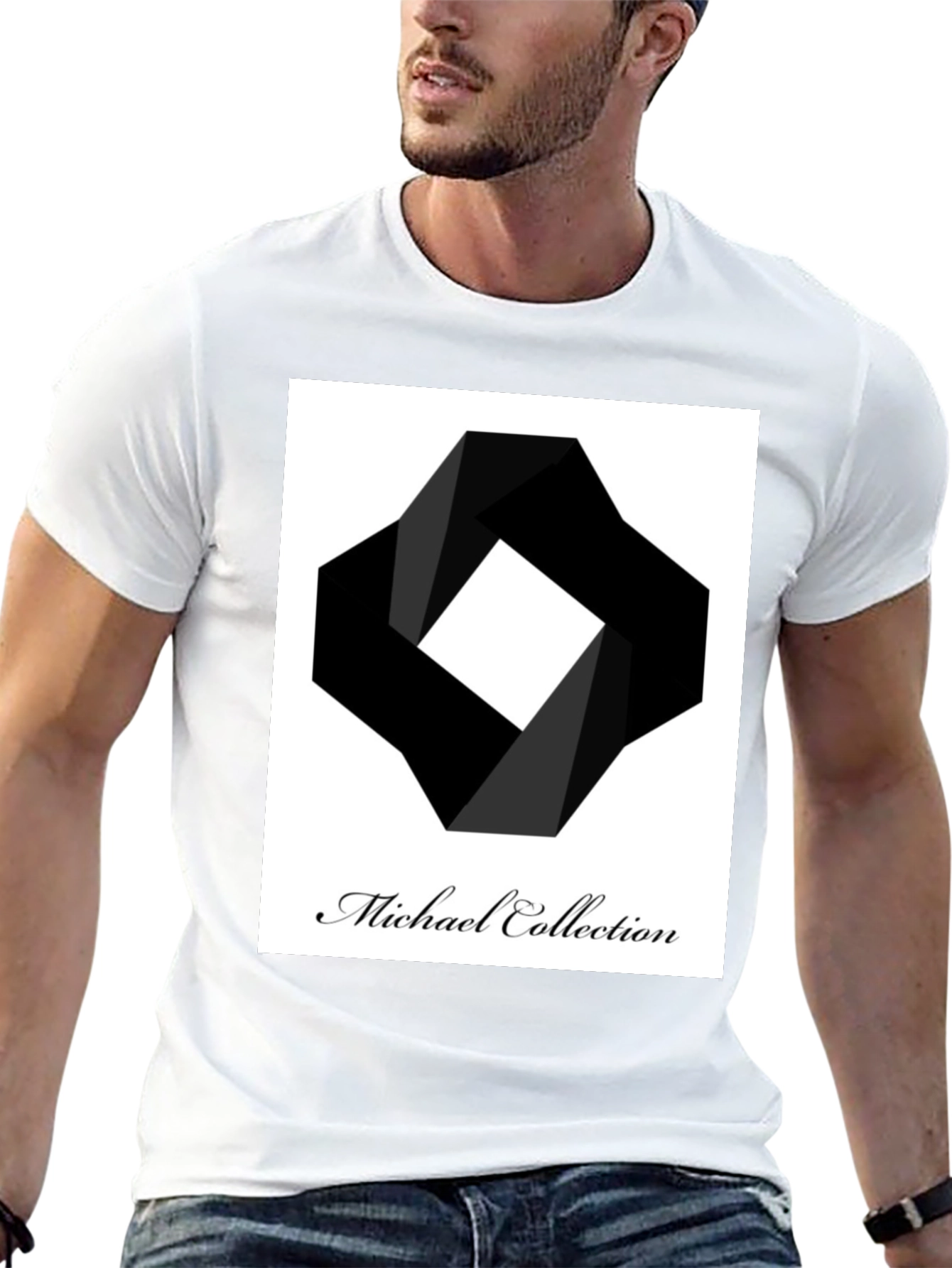 Modern Black T-Shirt - Abstract Square Design
