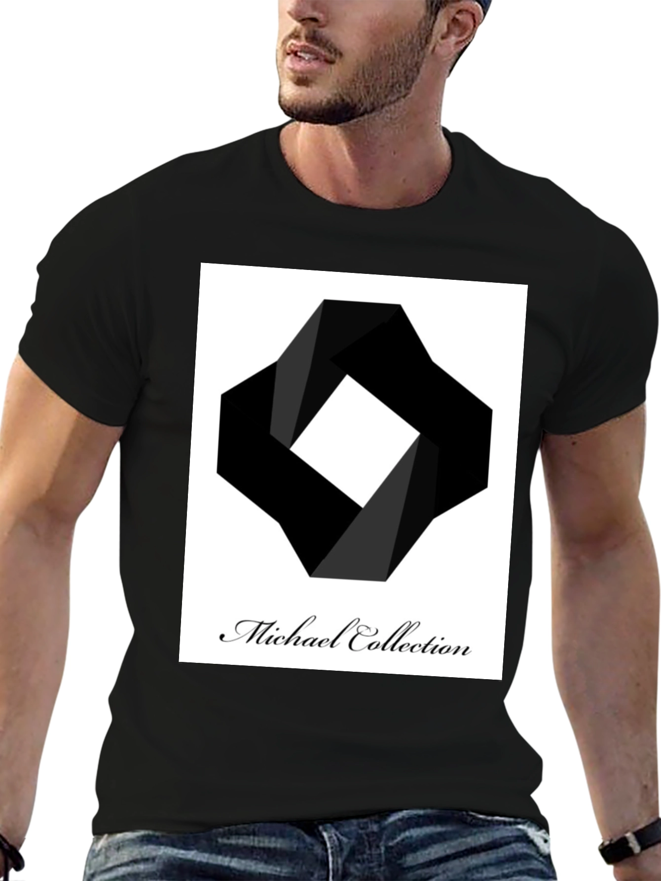 Modern Black T-Shirt - Abstract Square Design