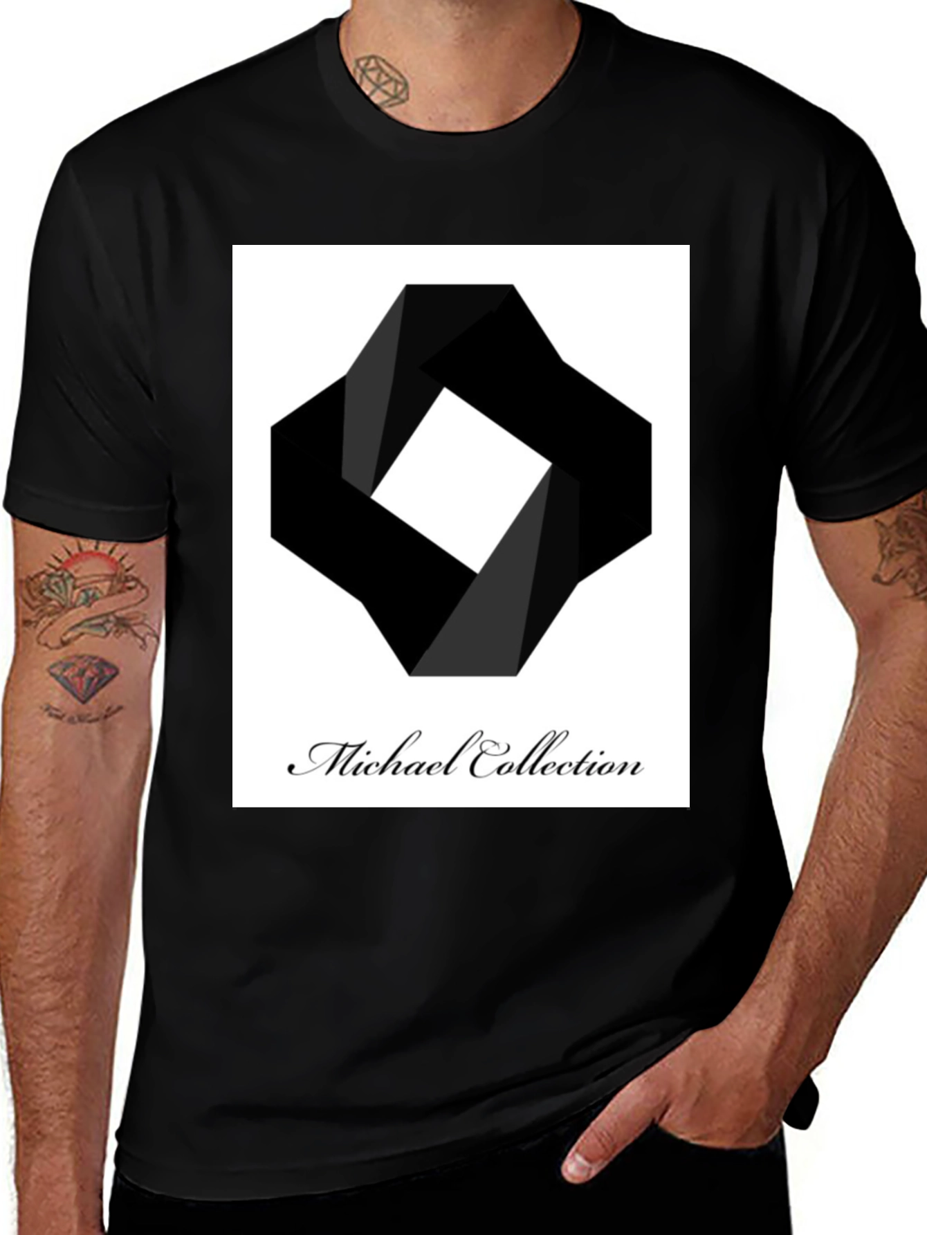 Modern Black T-Shirt - Abstract Square Design