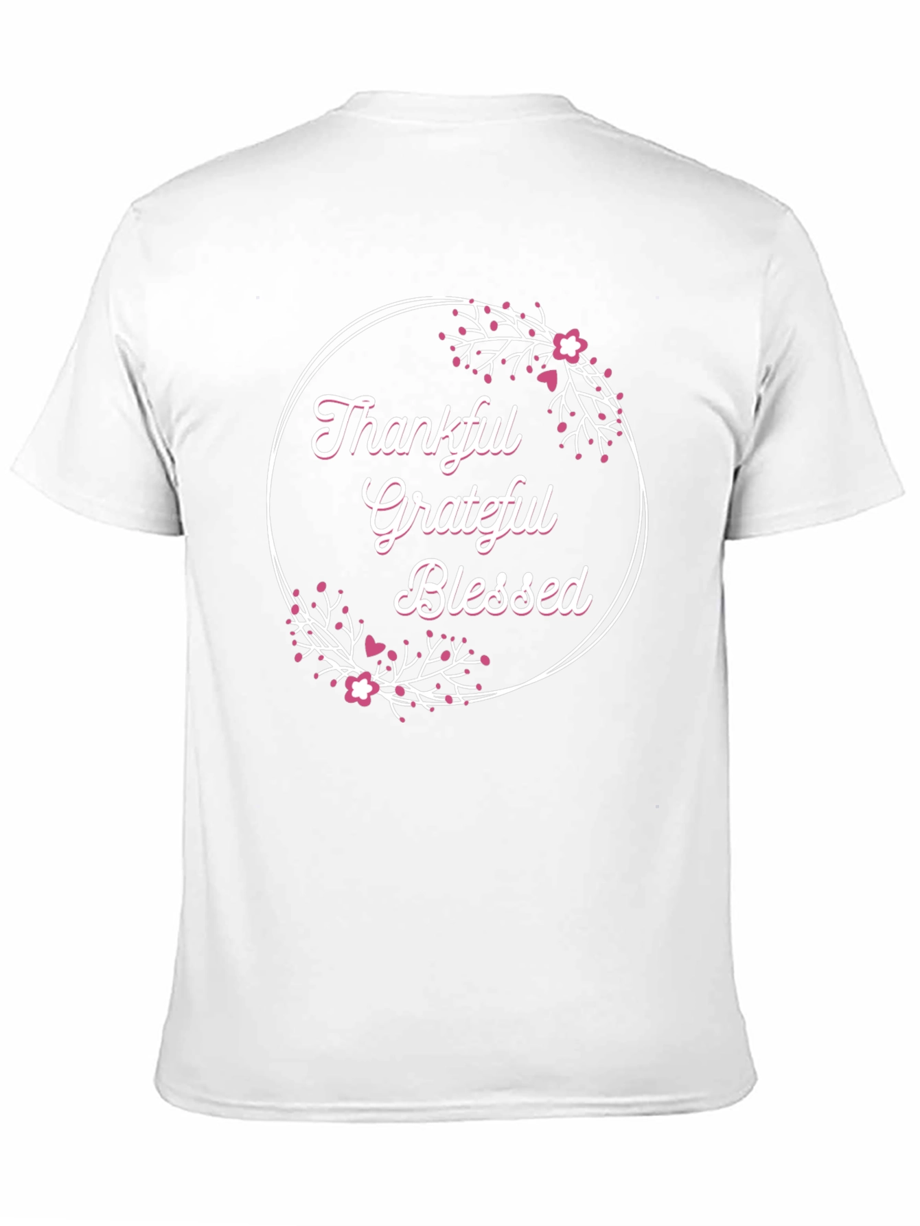 Thankful Grateful Blessed T-Shirt - Floral Design