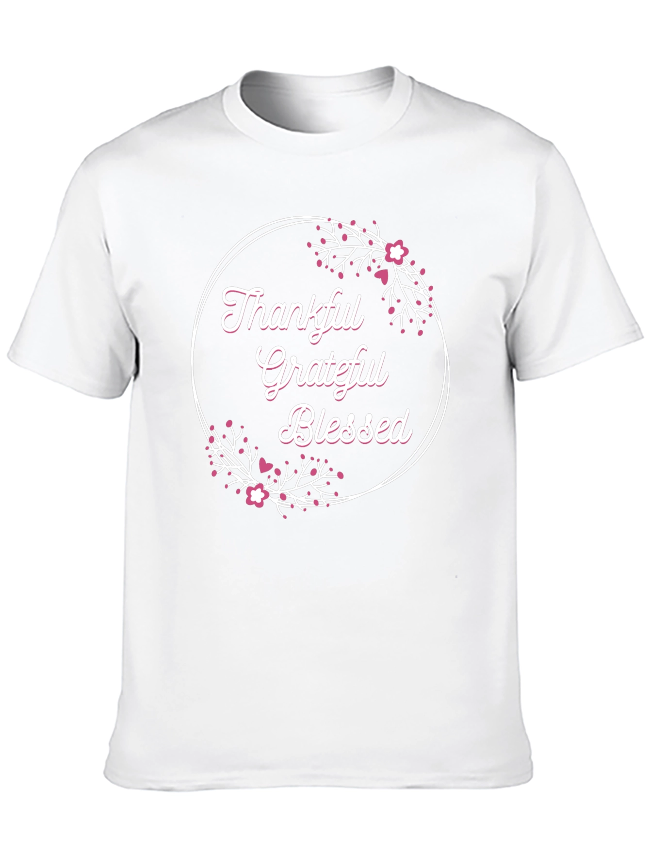 Thankful Grateful Blessed T-Shirt - Floral Design