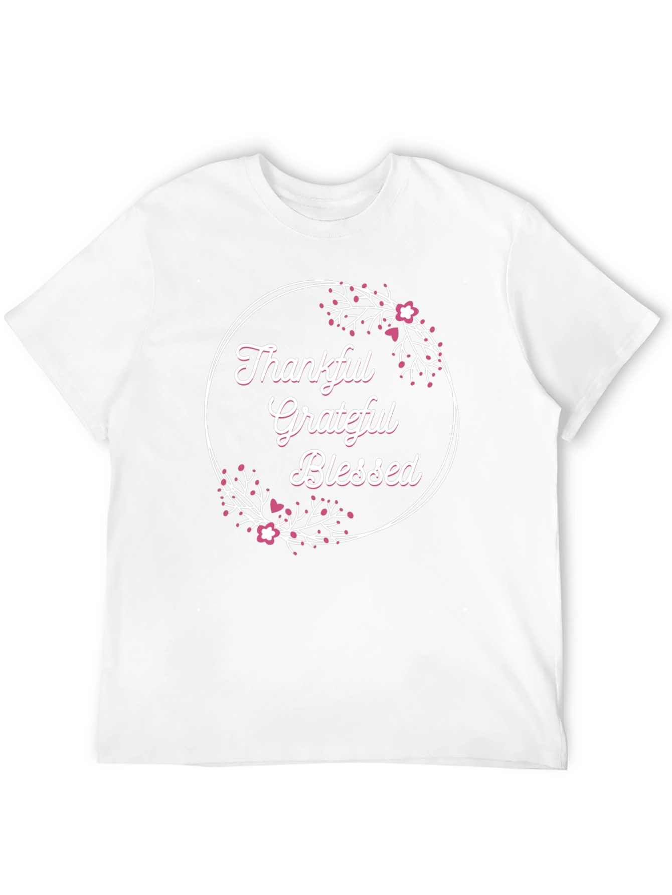 Thankful Grateful Blessed T-Shirt - Floral Design