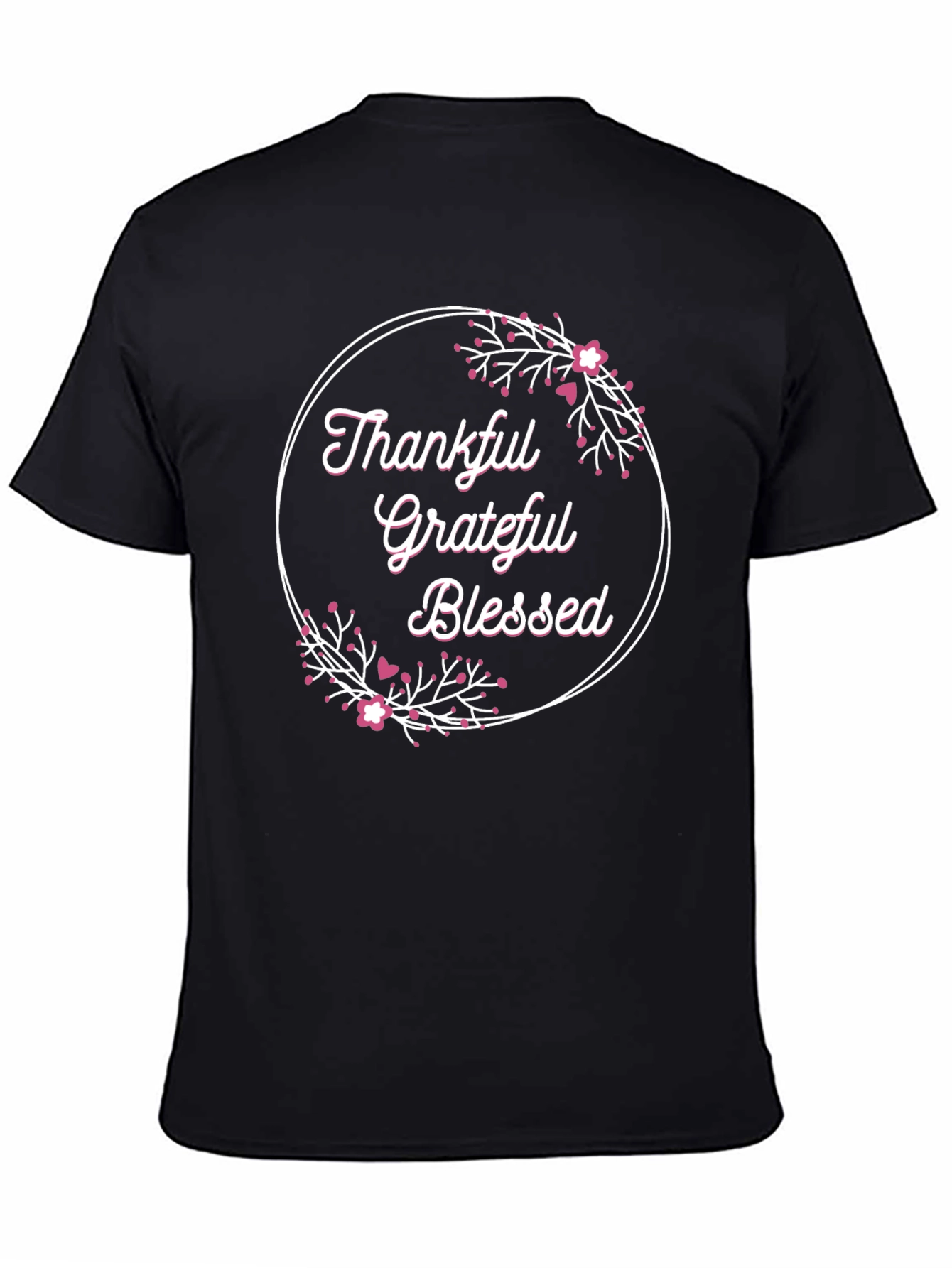 Thankful Grateful Blessed T-Shirt - Floral Design