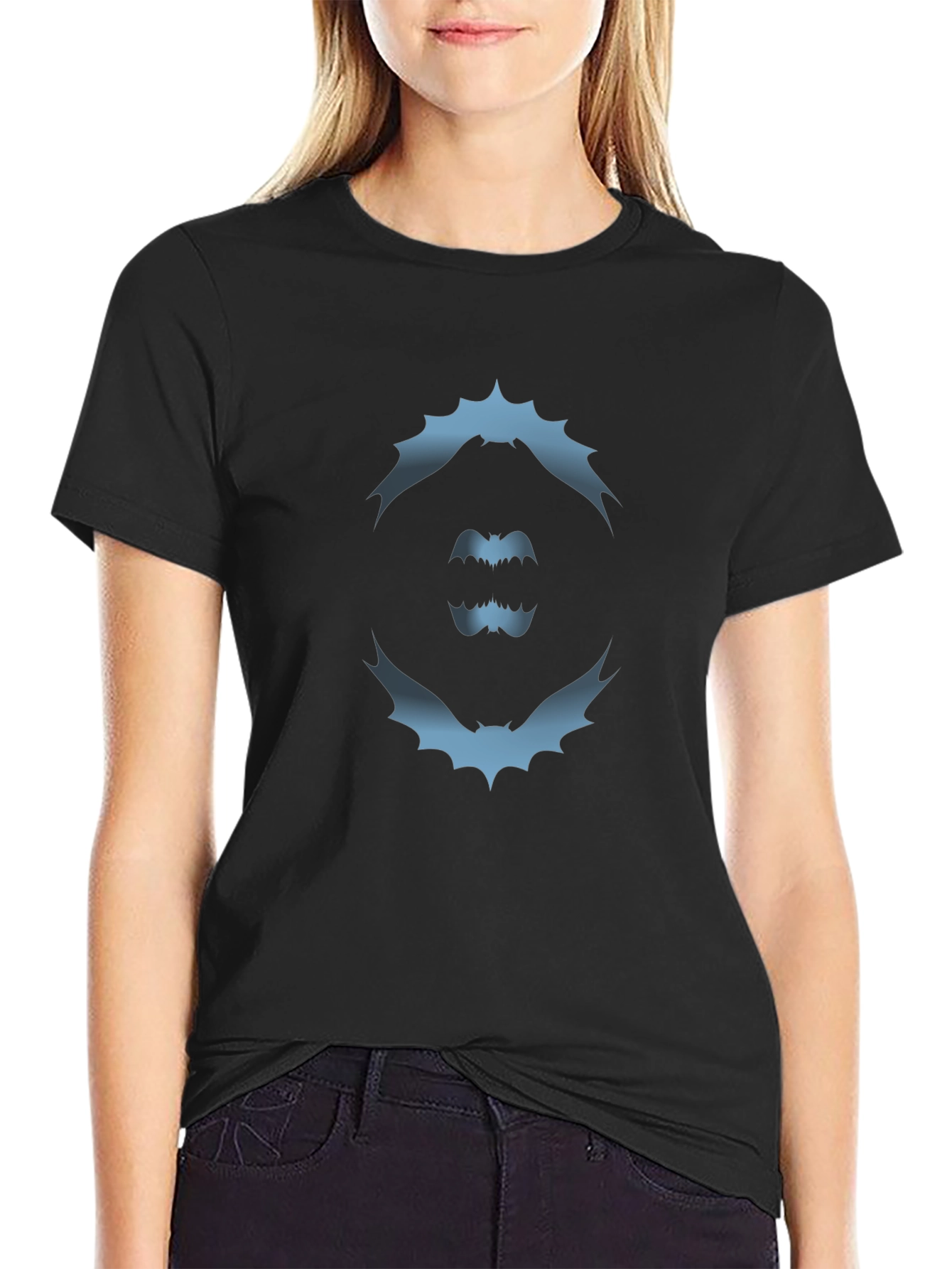 Bat Silhouette Graphic Tee - Modern Black T-Shirt