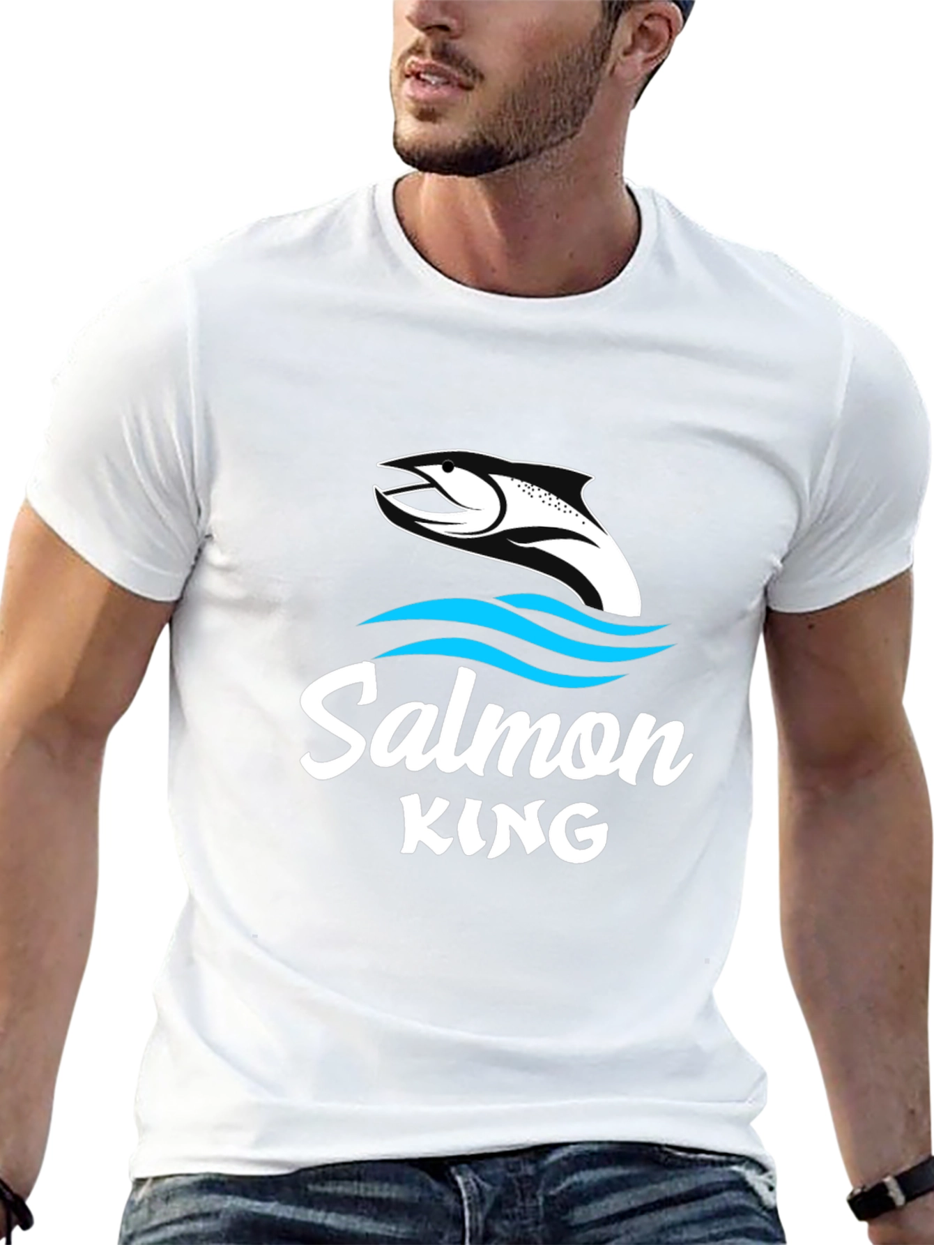 Salmon King Graphic Tee - Black Fishing Shirt