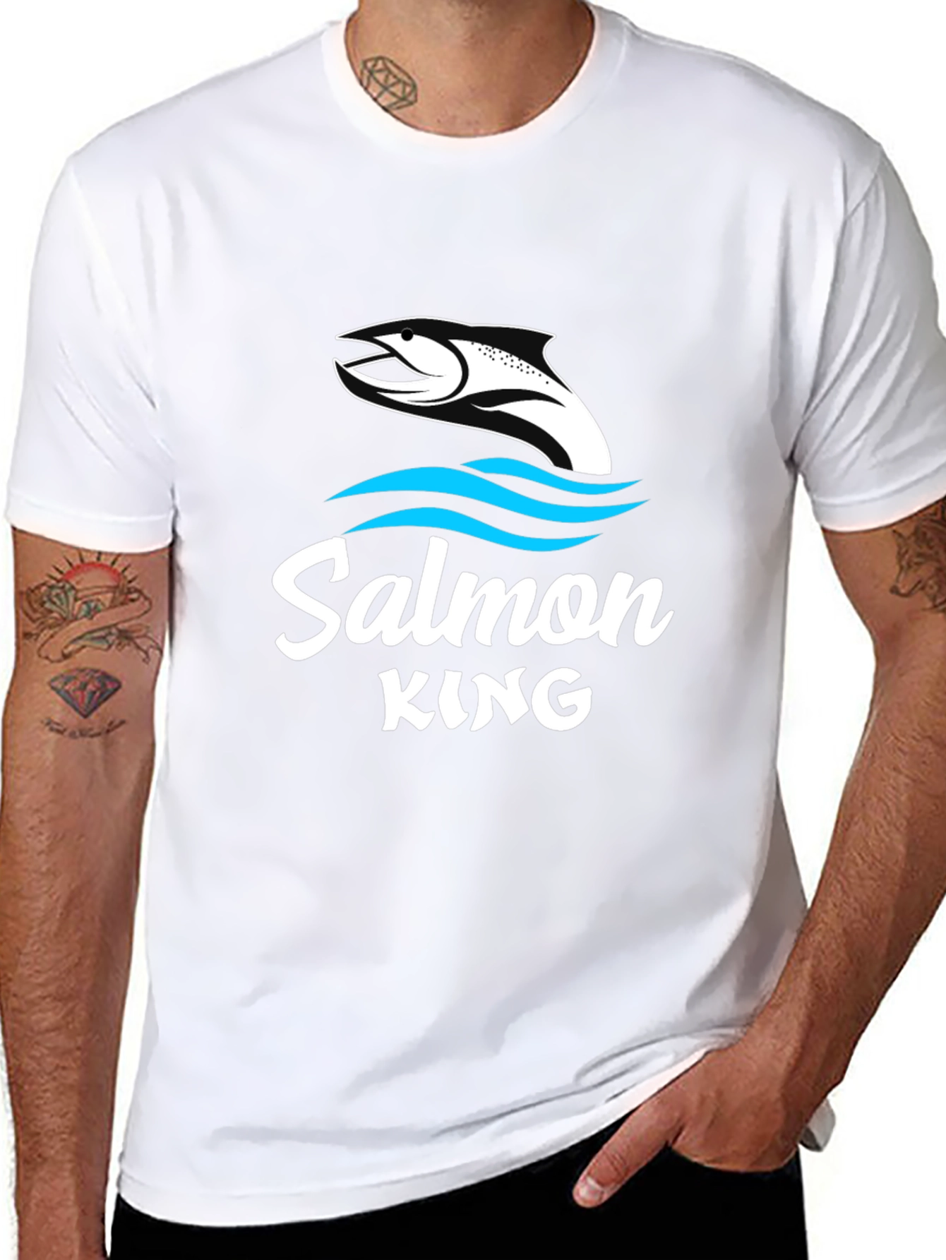 Salmon King Graphic Tee - Black Fishing Shirt