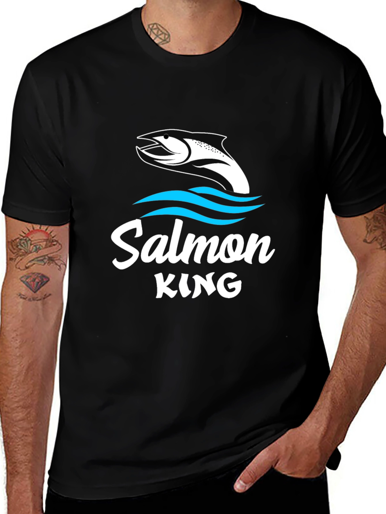 Salmon King Graphic Tee - Black Fishing Shirt