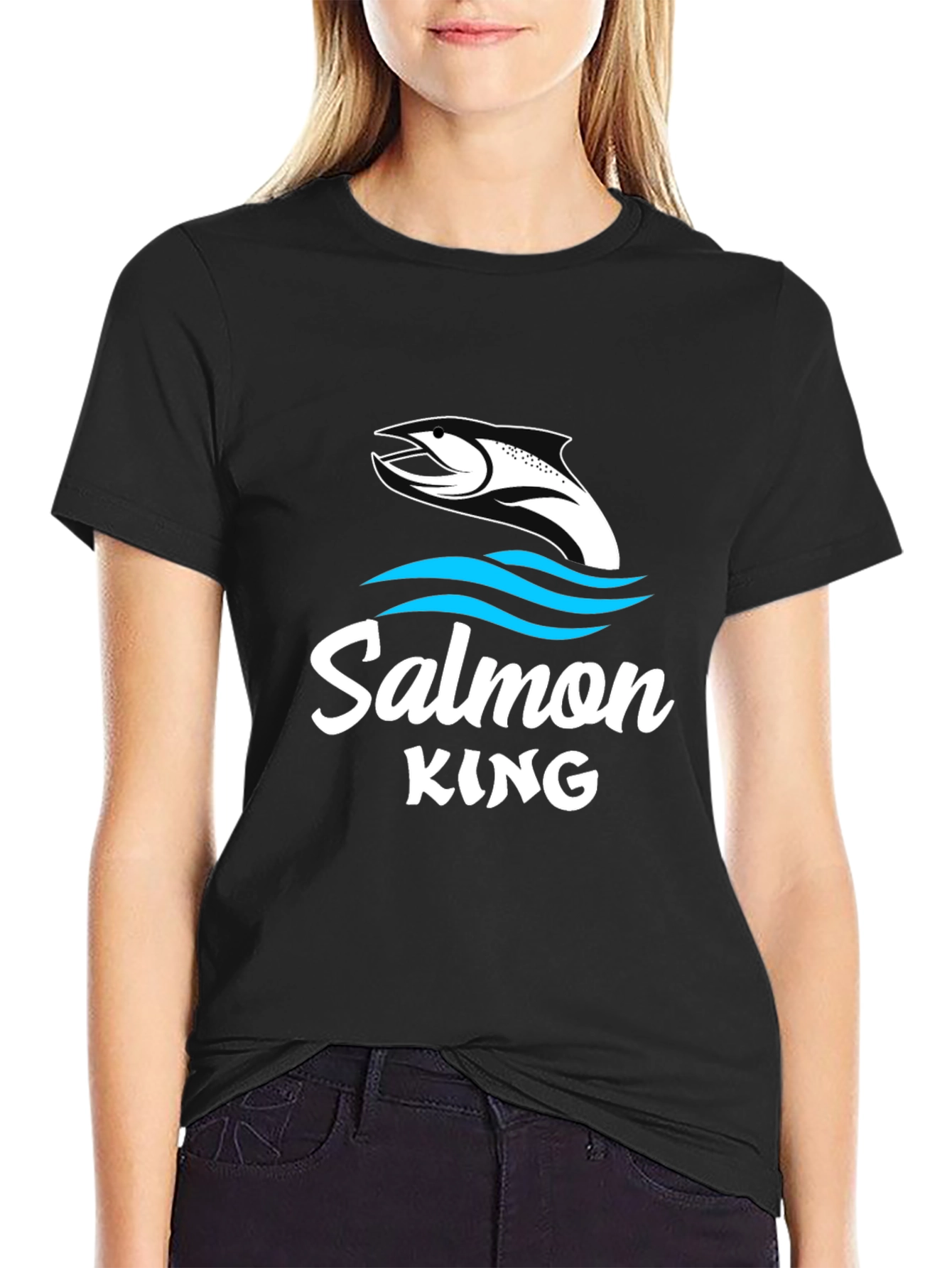 Salmon King Graphic Tee - Black Fishing Shirt