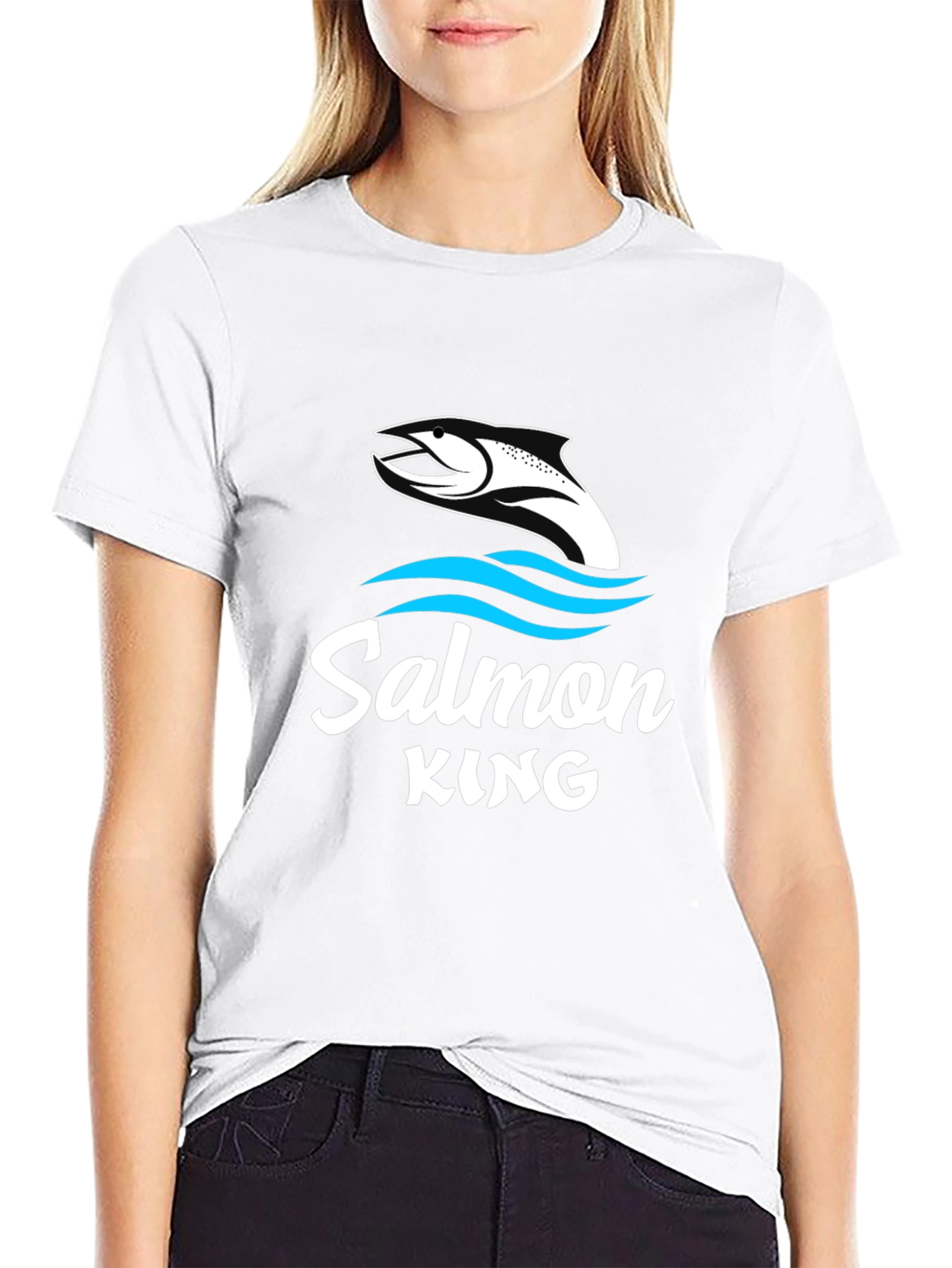 Salmon King Graphic Tee - Black Fishing Shirt