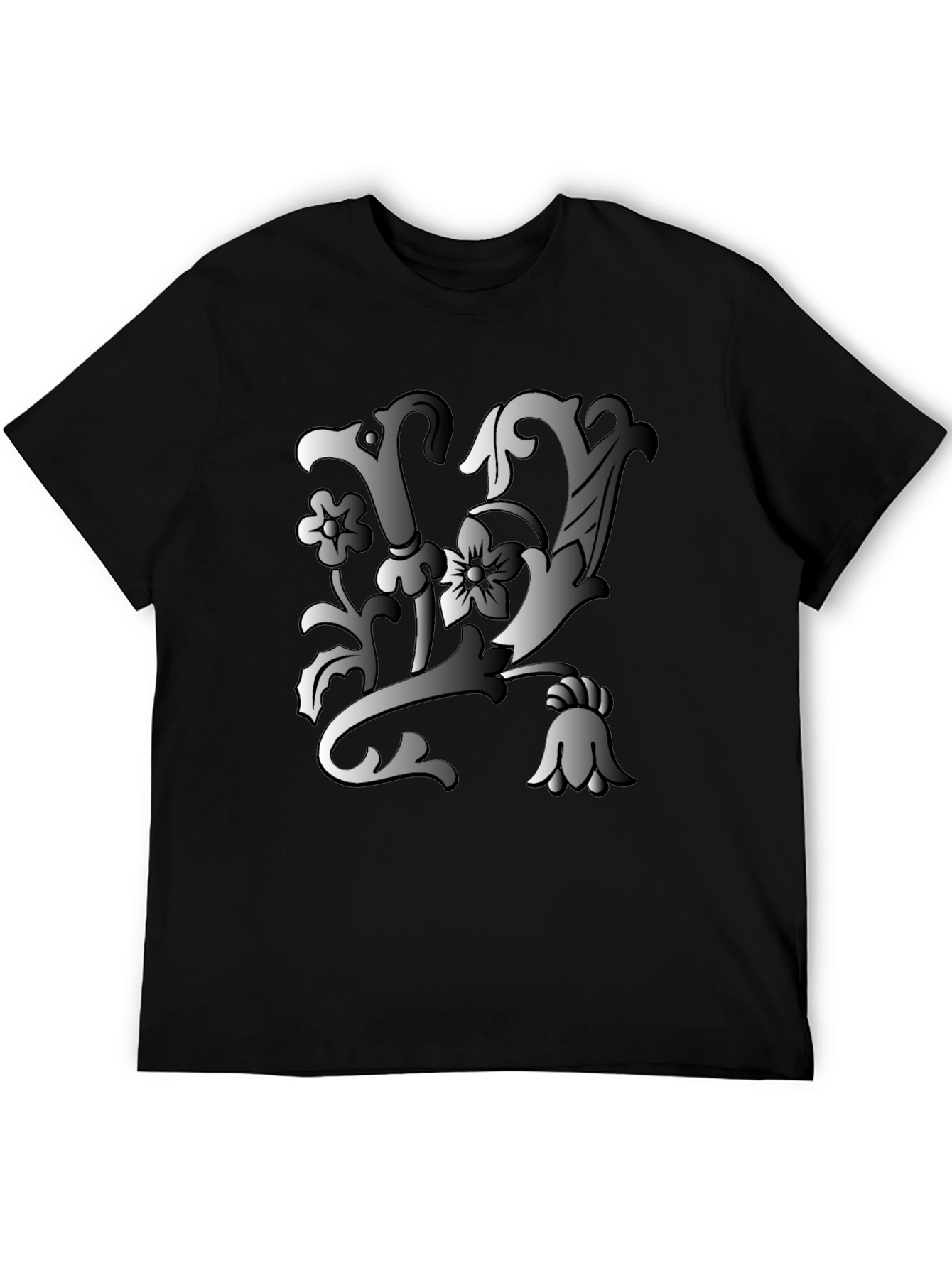 Floral Letter Tee - Black